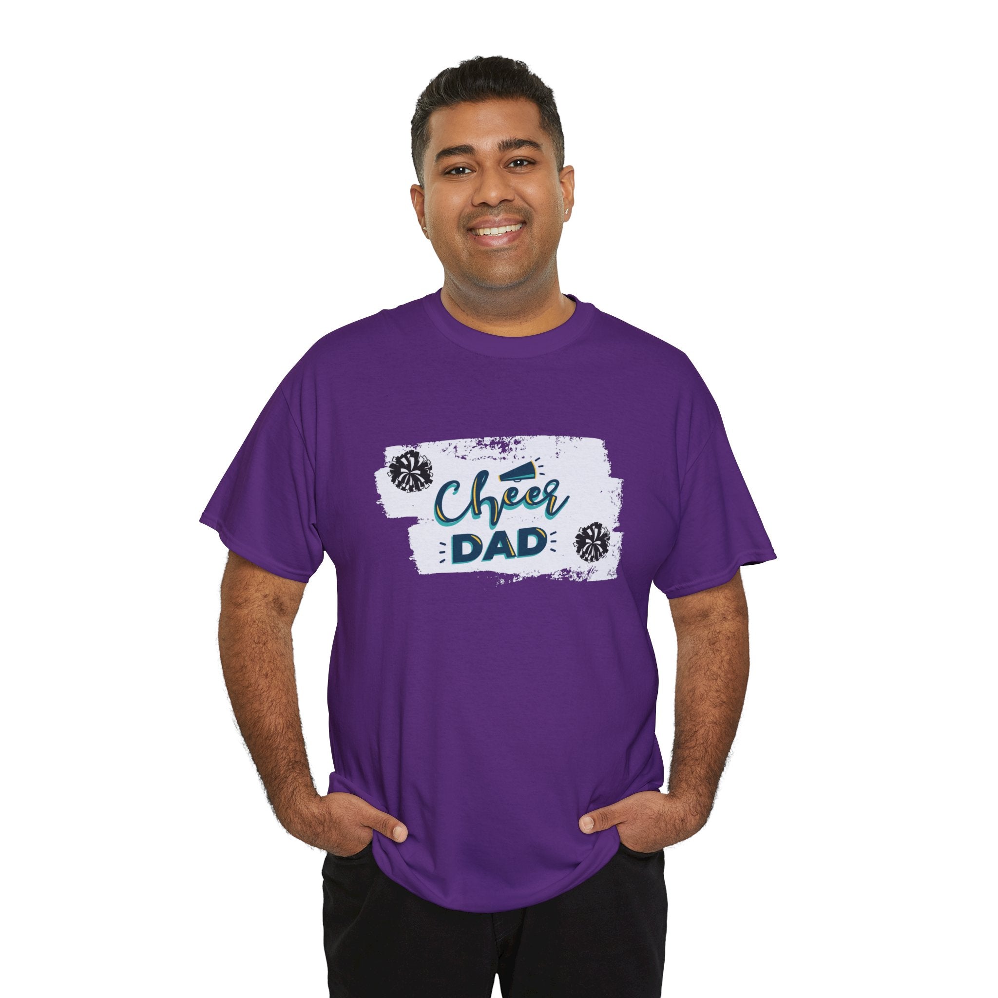 Cheer Dad T-Shirt — Cheerleading Dad Tee with Pom-Poms, Father's Day Gift
