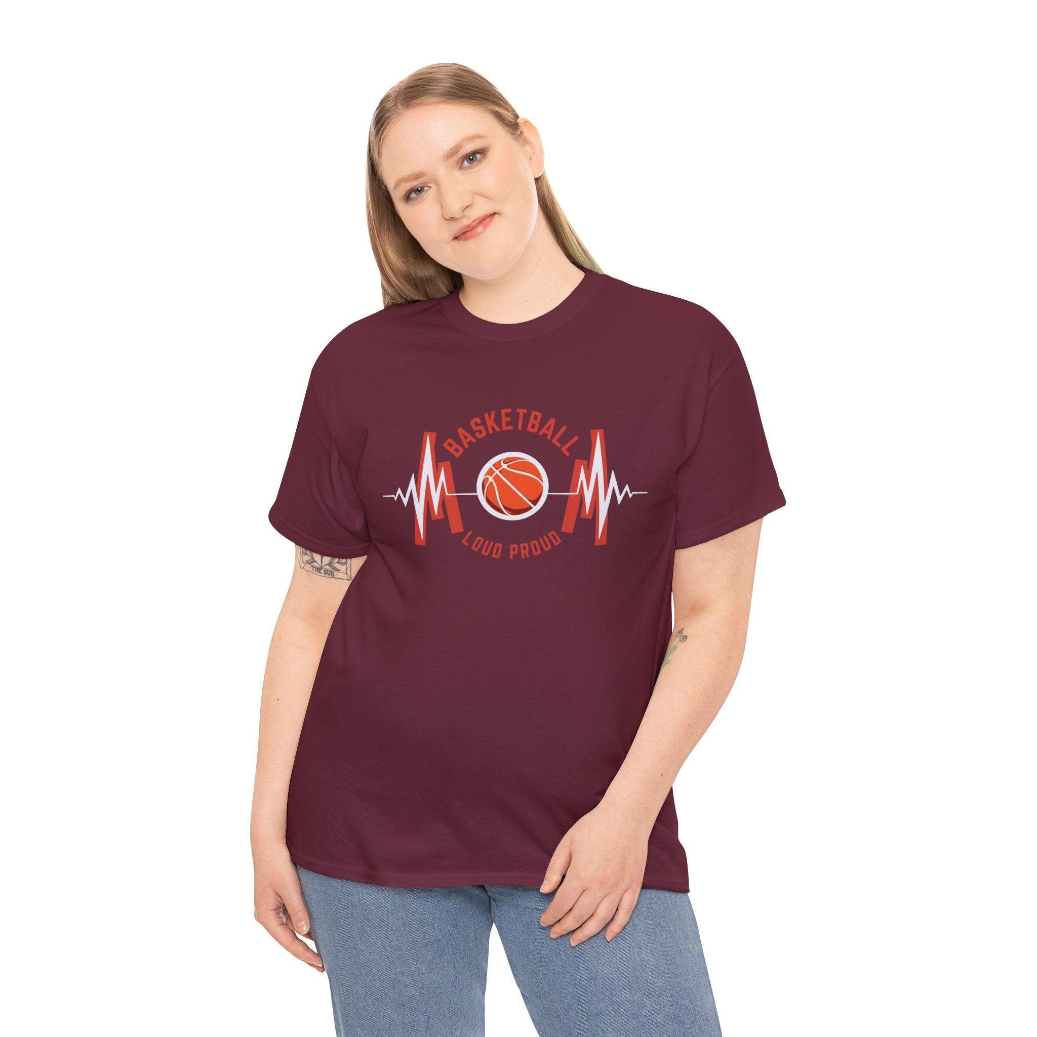 Basketball Mom Loud Proud Tee — Heartbeat Hoop Graphic T‑Shirt