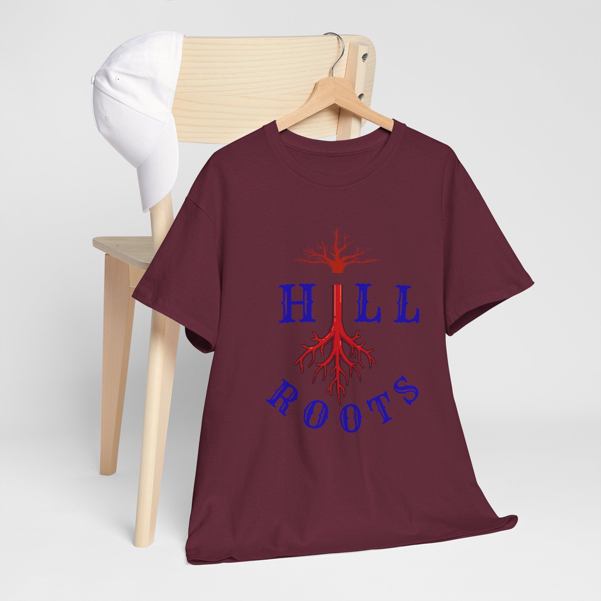 T-Shirt — Hill Roots Logo Tee (red tree roots graphic)
