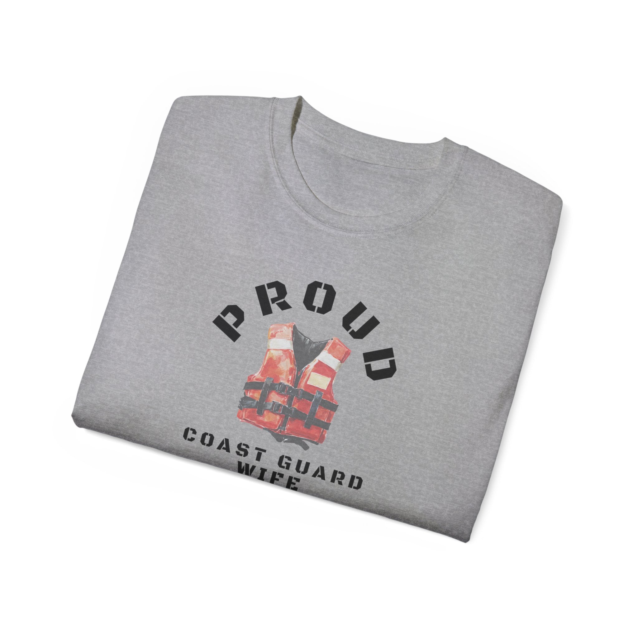 Proud Coast Guard Wife T-Shirt — Life Vest Graphic Tee for Military Spouses