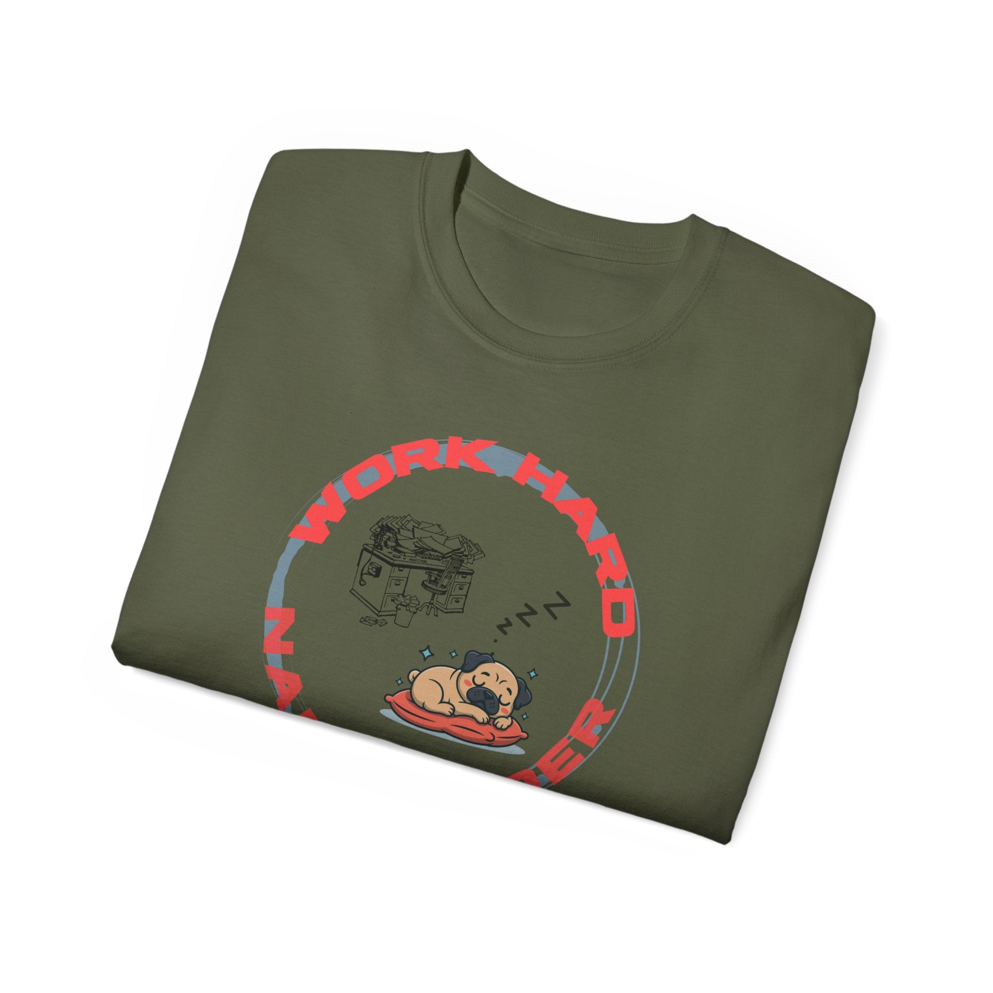Work Hard Nap Harder T‑Shirt — Funny Sleep Lover Graphic Tee