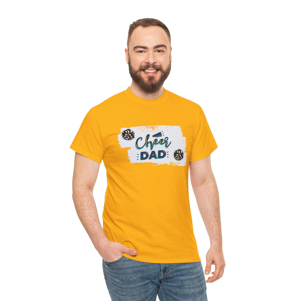 Cheer Dad T-Shirt — Cheerleading Dad Tee with Pom-Poms, Father's Day Gift