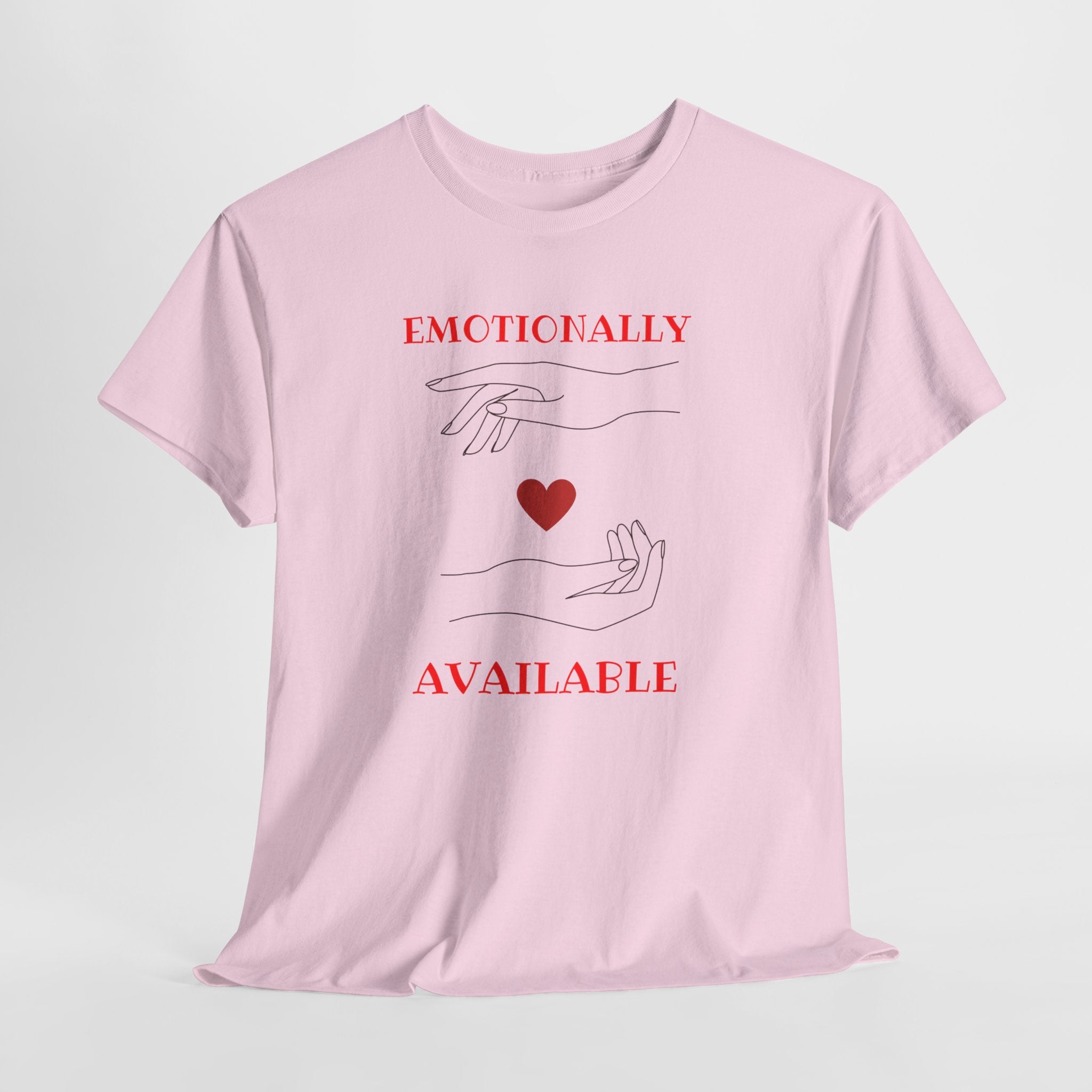 T-Shirt — "Emotionally Available" Minimal Heart Line Art Tee