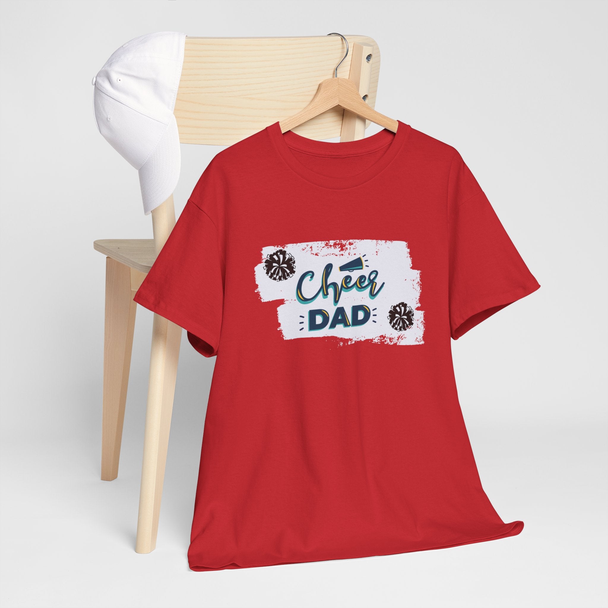 Cheer Dad T-Shirt — Cheerleading Dad Tee with Pom-Poms, Father's Day Gift