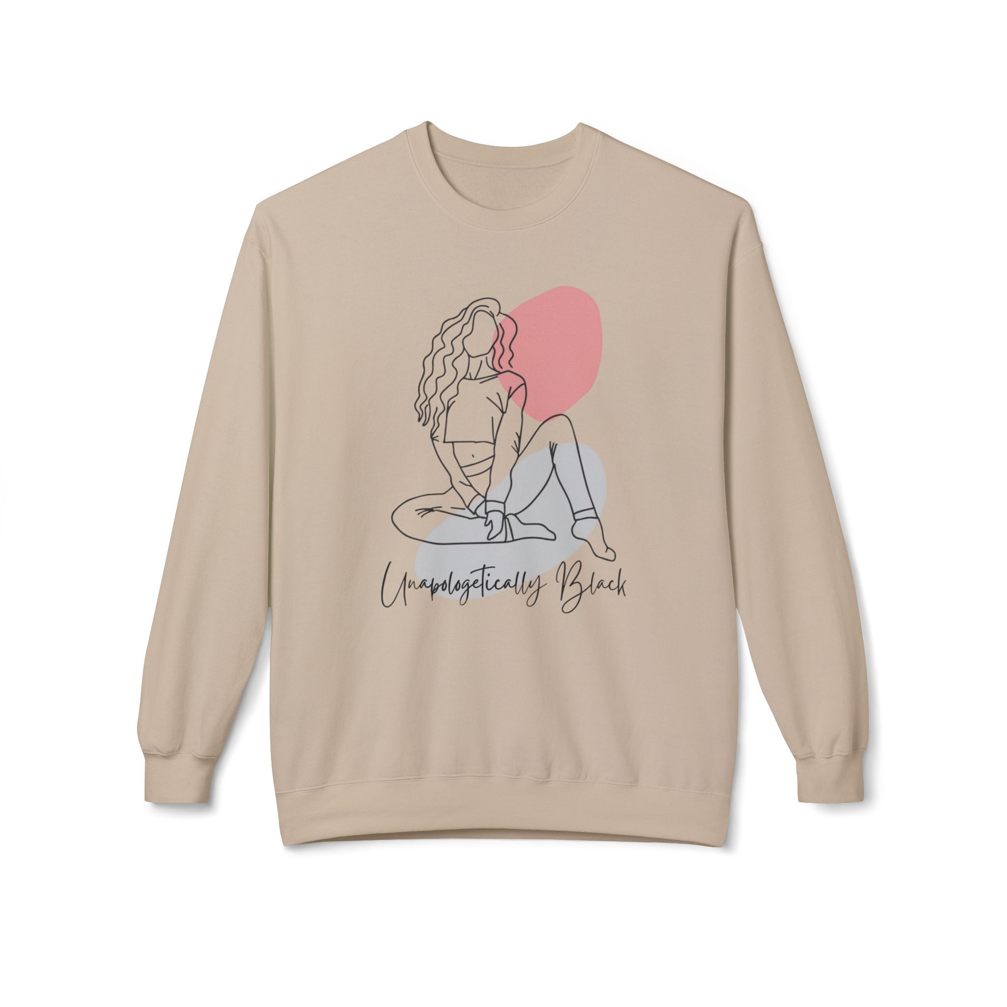 Crewneck Sweatshirt — Minimal Line Art Woman "Unapologetically Black" Graphic