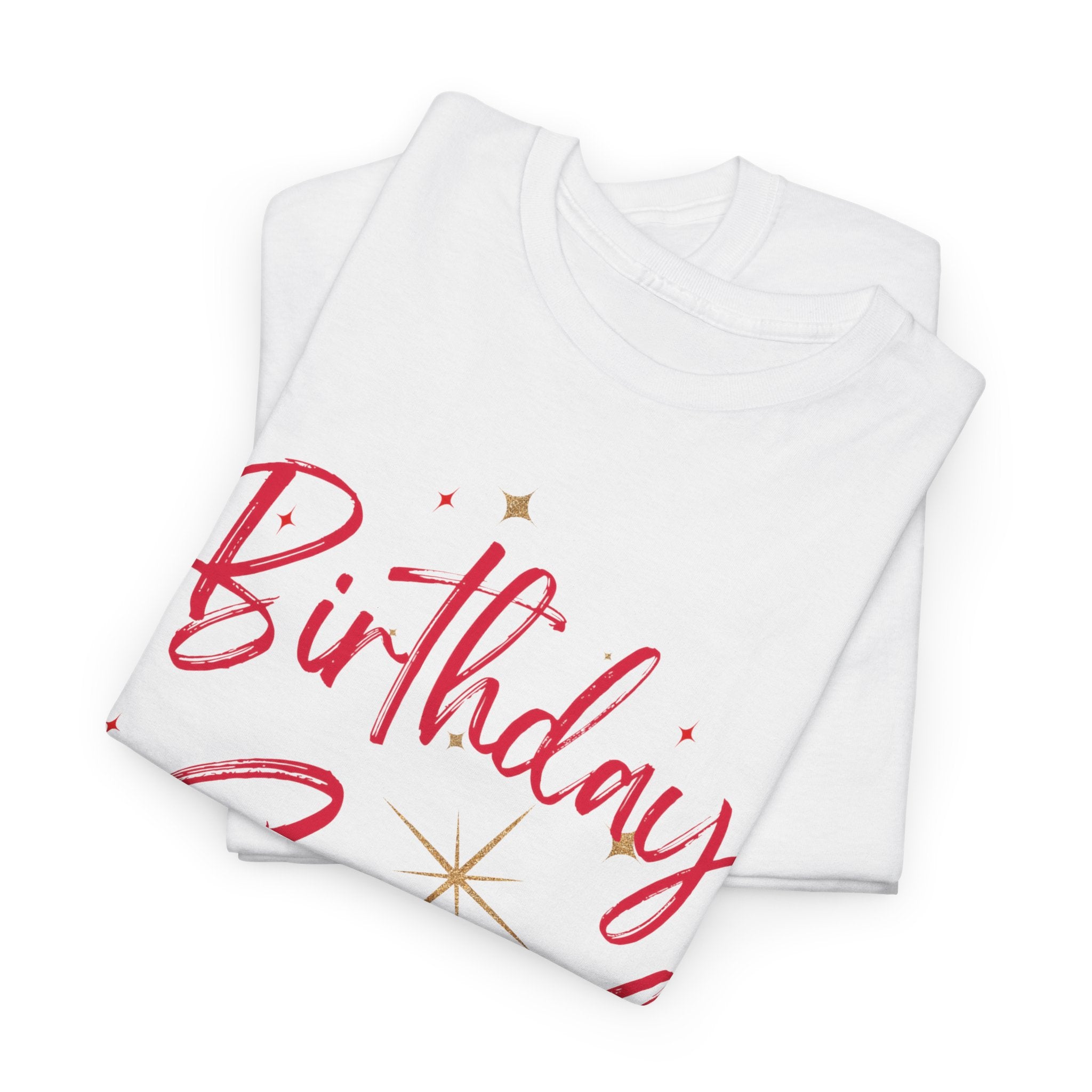 Birthday Squad T-Shirt — Women's Party Tee with Pink Script & Gold Stars
