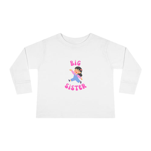 Big Sister Toddler Long Sleeve Tee — Cute Announce Shirt for New Siblings