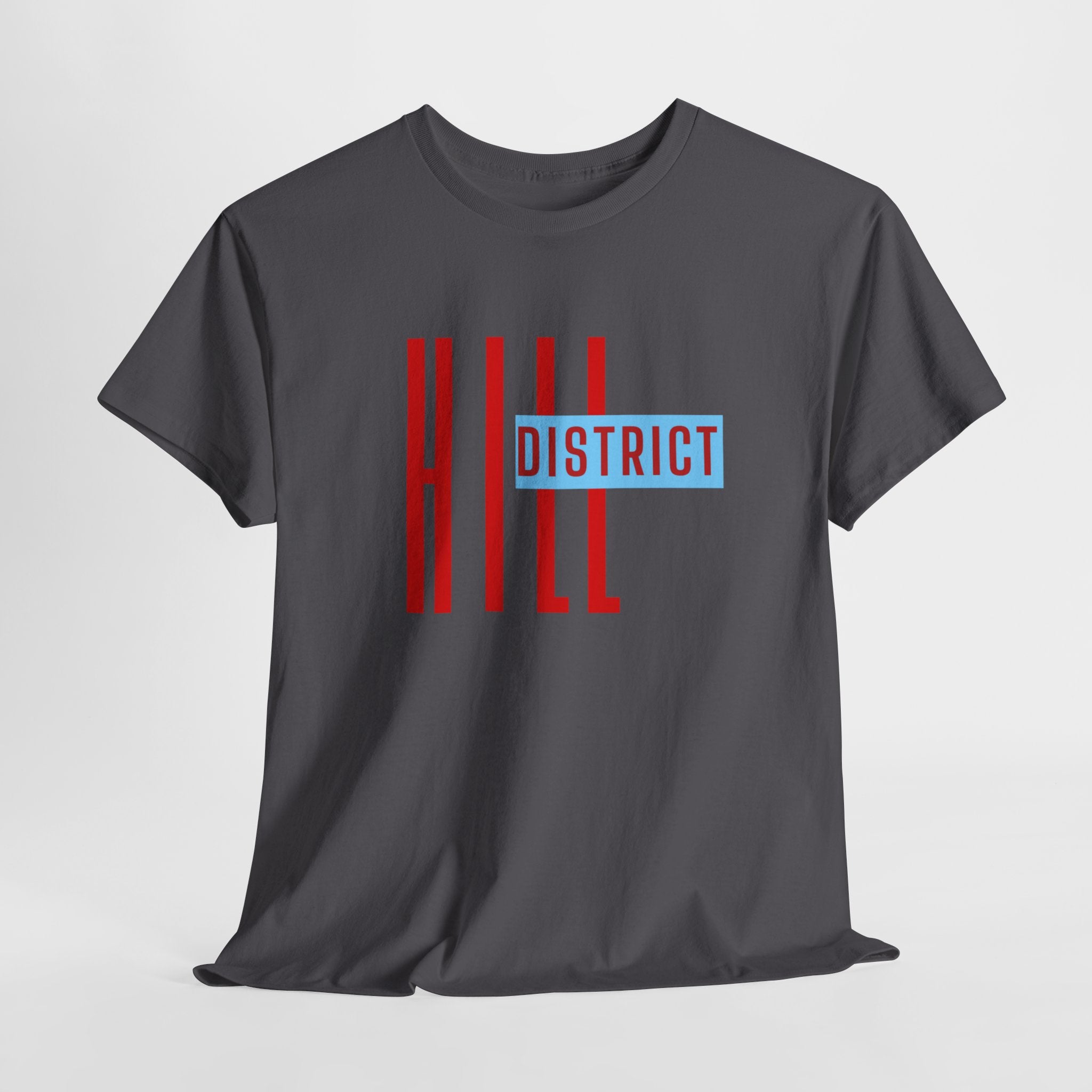 Hill District T-Shirt — Retro Red & Blue 'DISTRICT' Graphic Tee