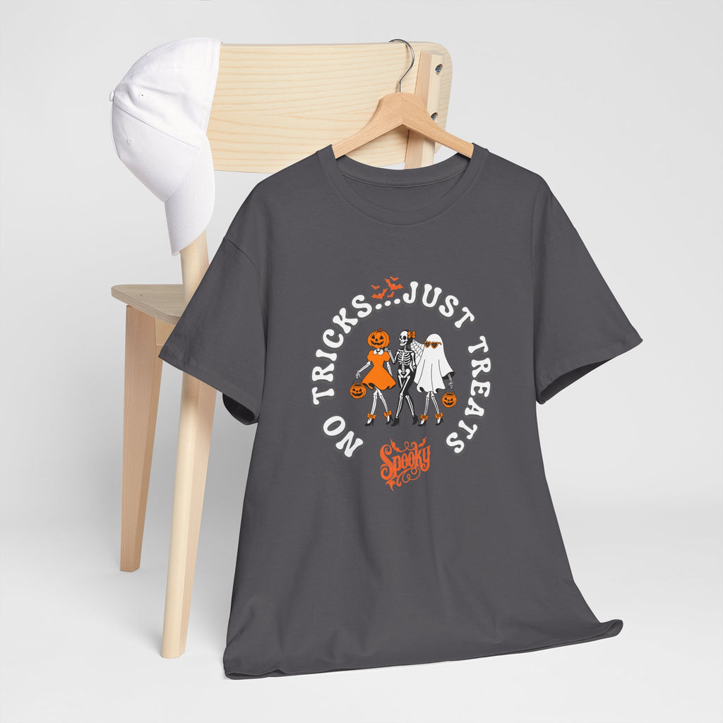 Halloween 'No Tricks, Just Treats' Tee — Costume and Candy Graphic Shirt