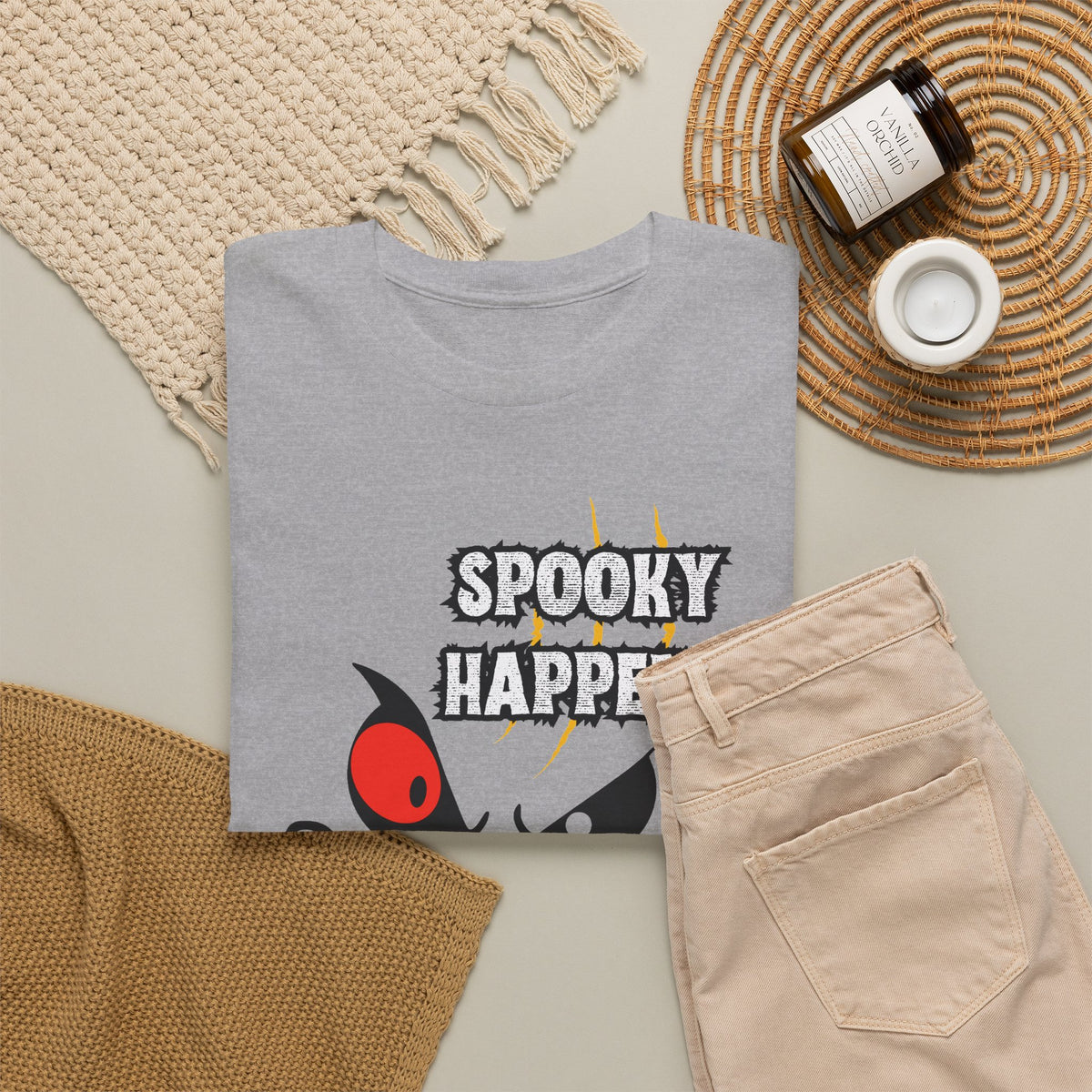 Spooky Happens Halloween T-Shirt — Creepy Jack-O'-Lantern Face Tee