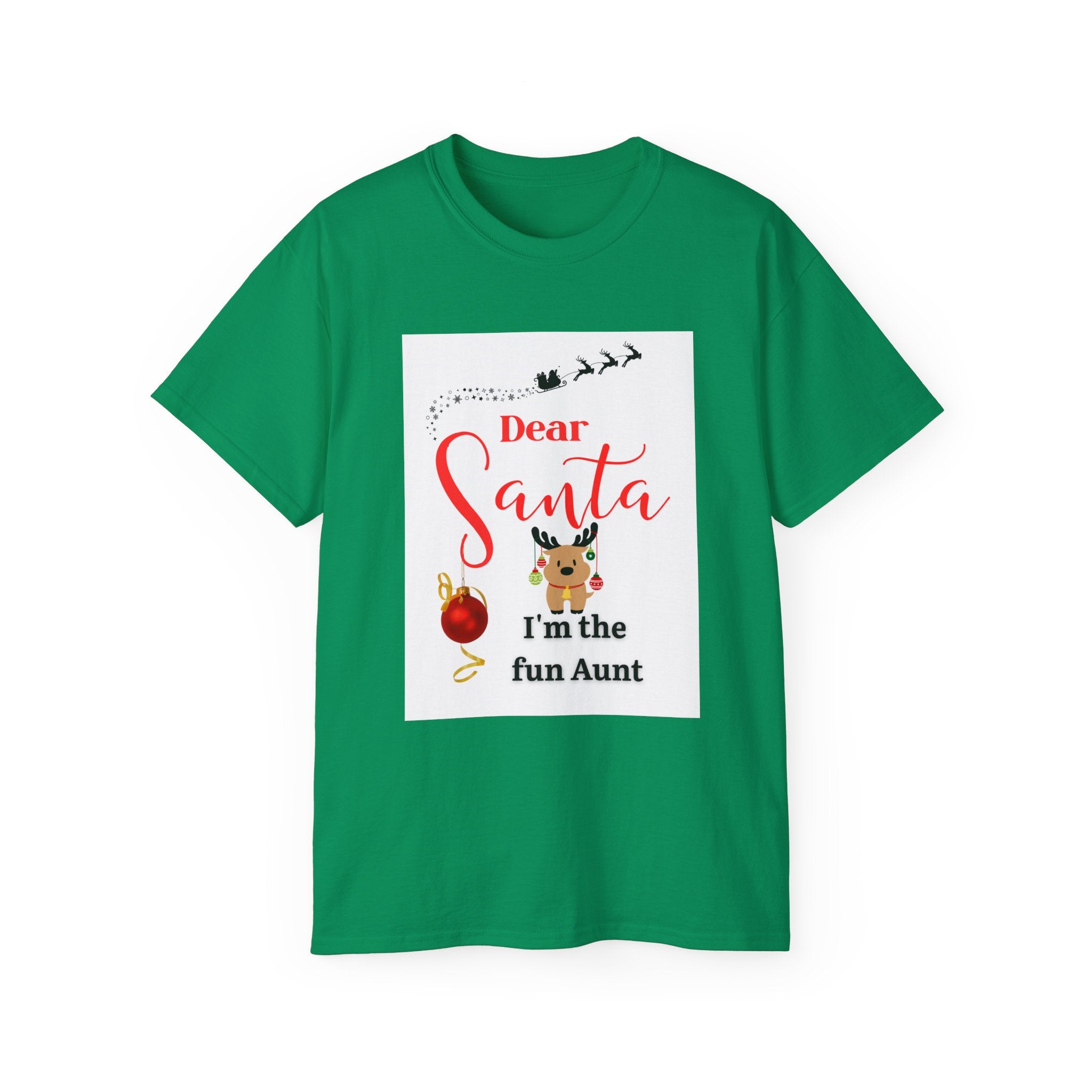Dear Santa Festive Fun Aunt Tee, Christmas Shirt, Holiday Gift, Cute Santa Tee, Unisex Seasonal T-Shirt, Cute Aunt Apparel