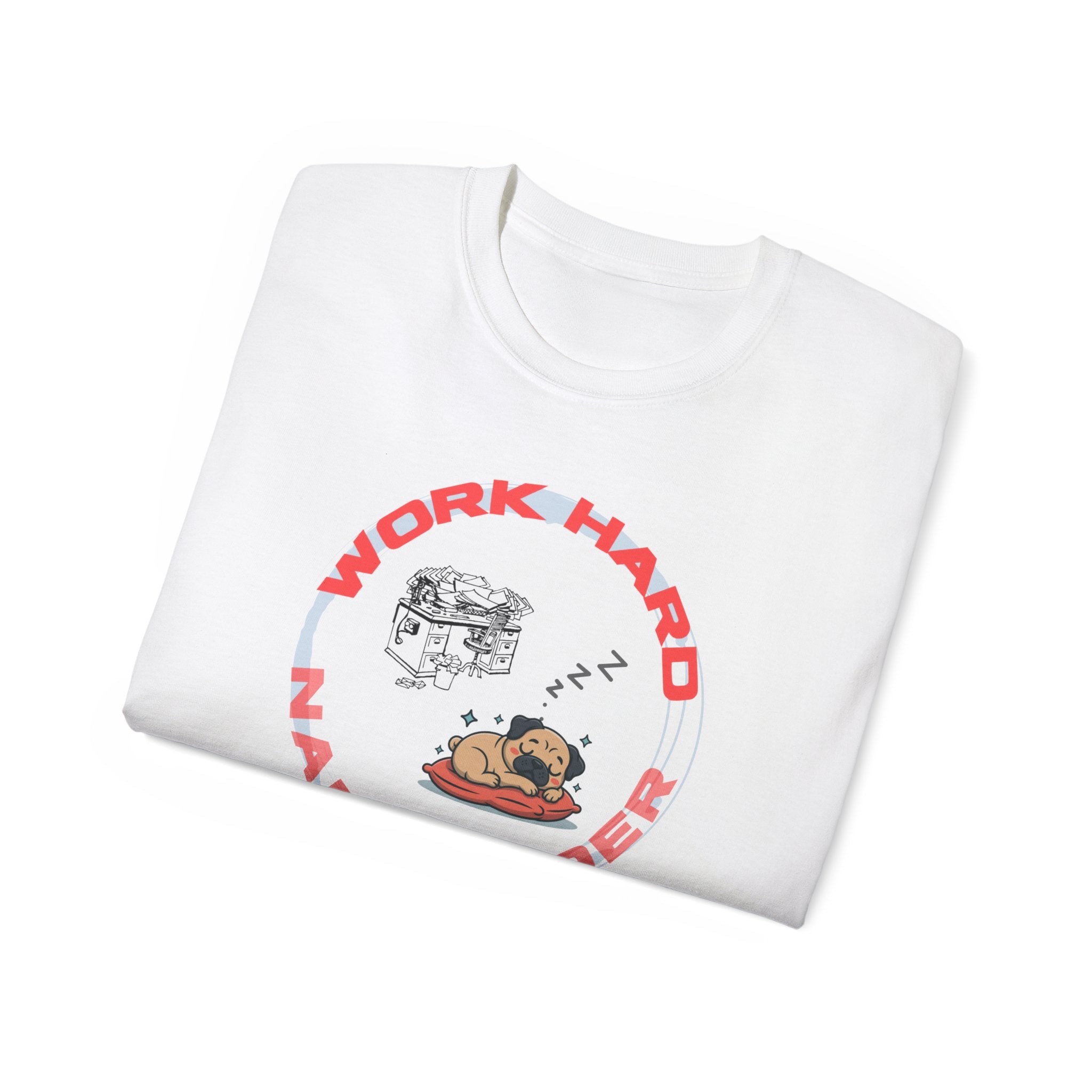 Work Hard Nap Harder T‑Shirt — Funny Sleep Lover Graphic Tee