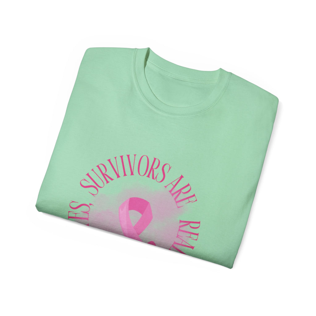 Breast Cancer Survivors Are Real T-Shirt — Pink Ribbon Boxing Gloves Tee