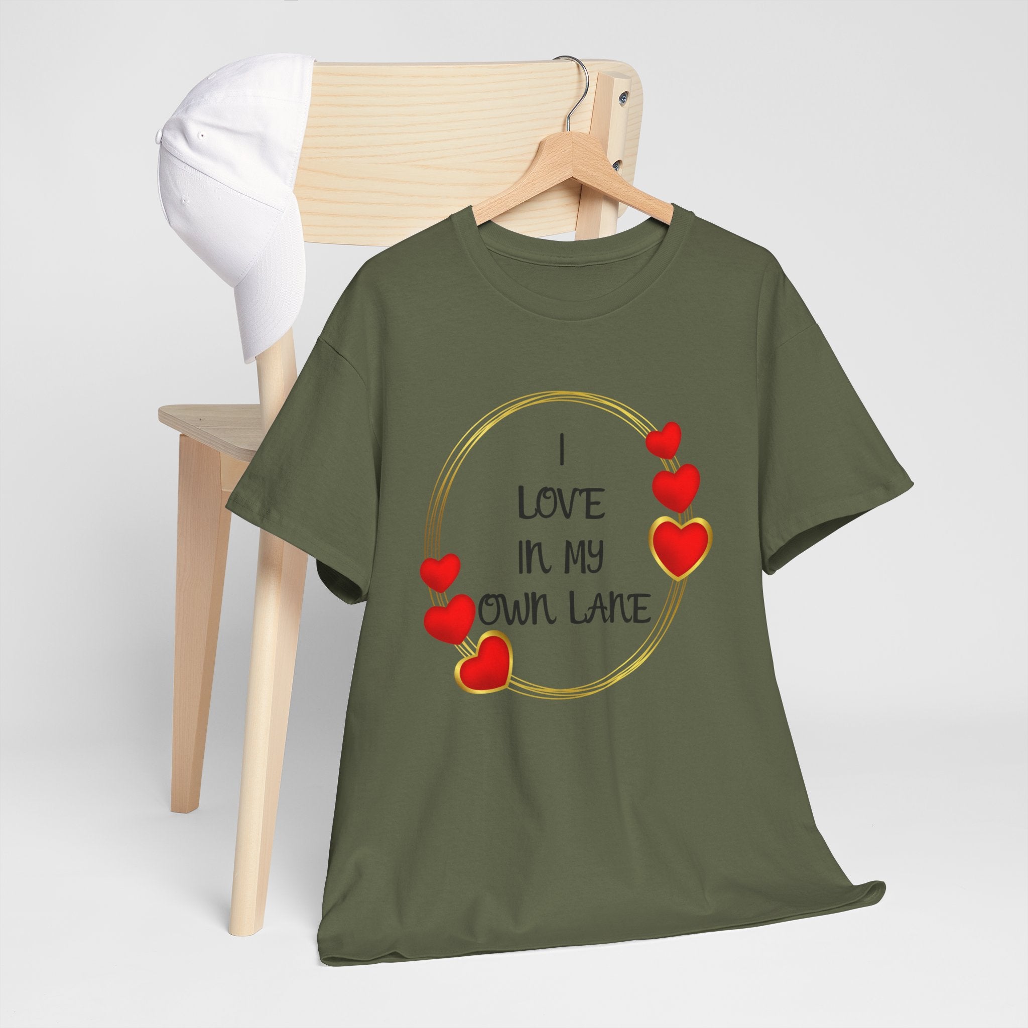 T-Shirt — "I Love In My Own Lane" Heart Graphic Self-Love Tee
