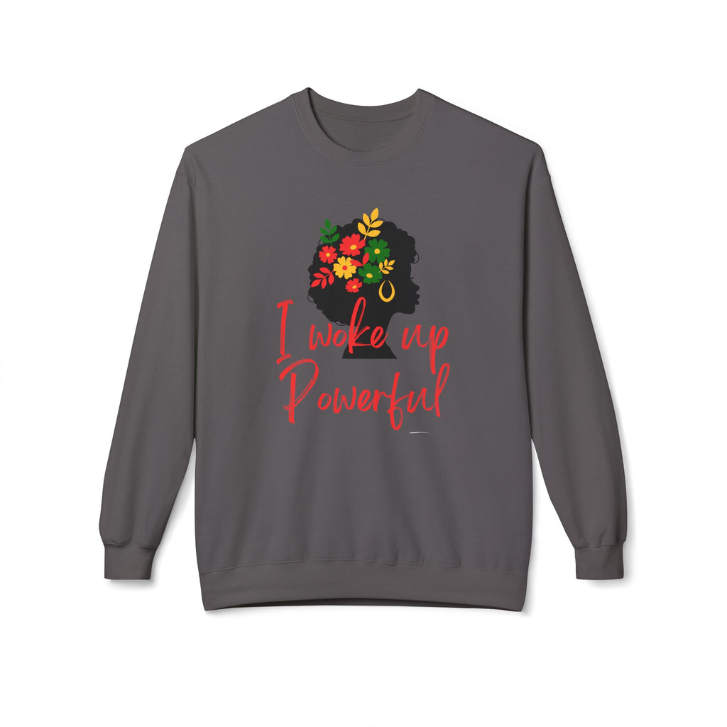 I Woke Up Powerful Crewneck Sweatshirt — Empowering Minimalist Line Art