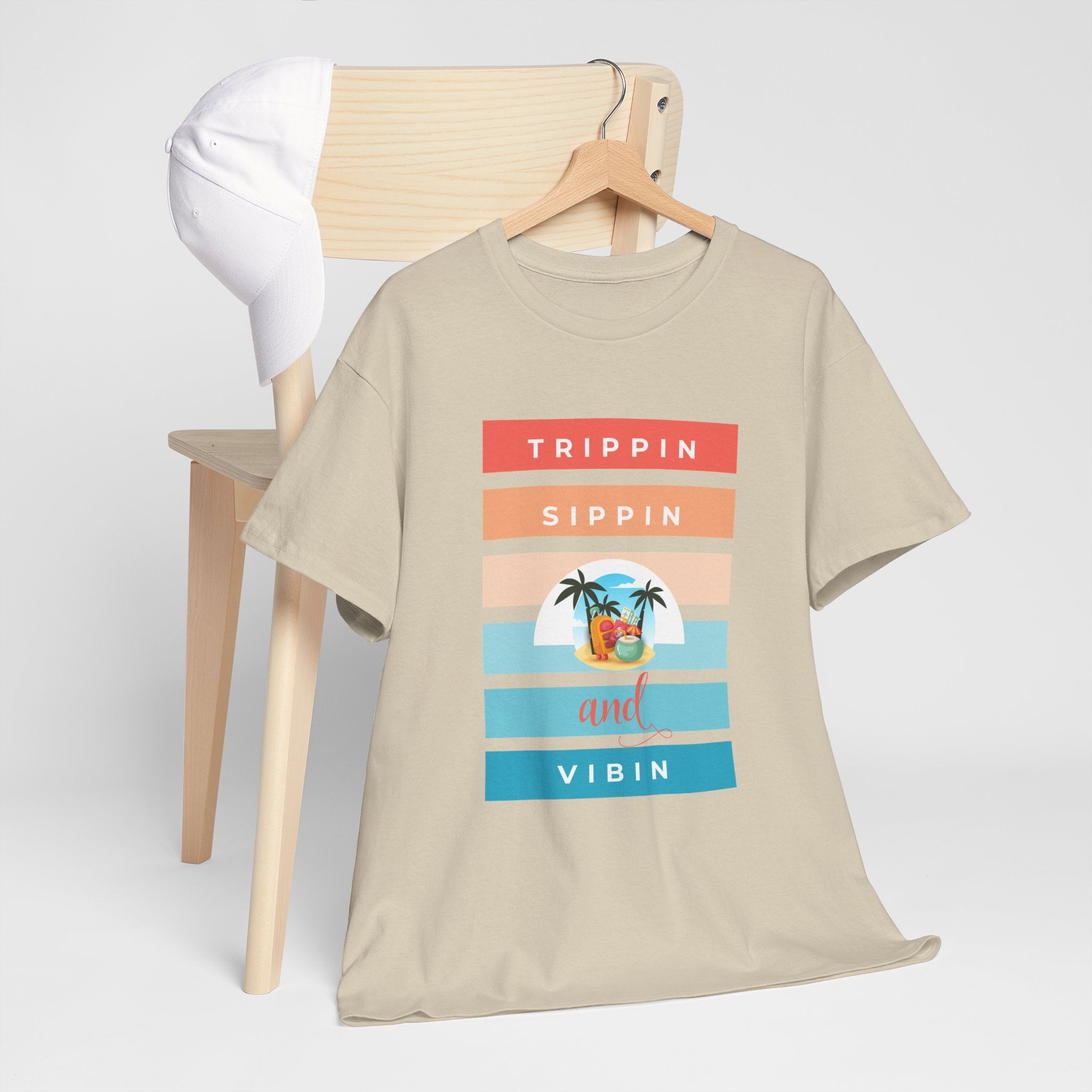 Trippin Sippin and Vibin Tropical Tee