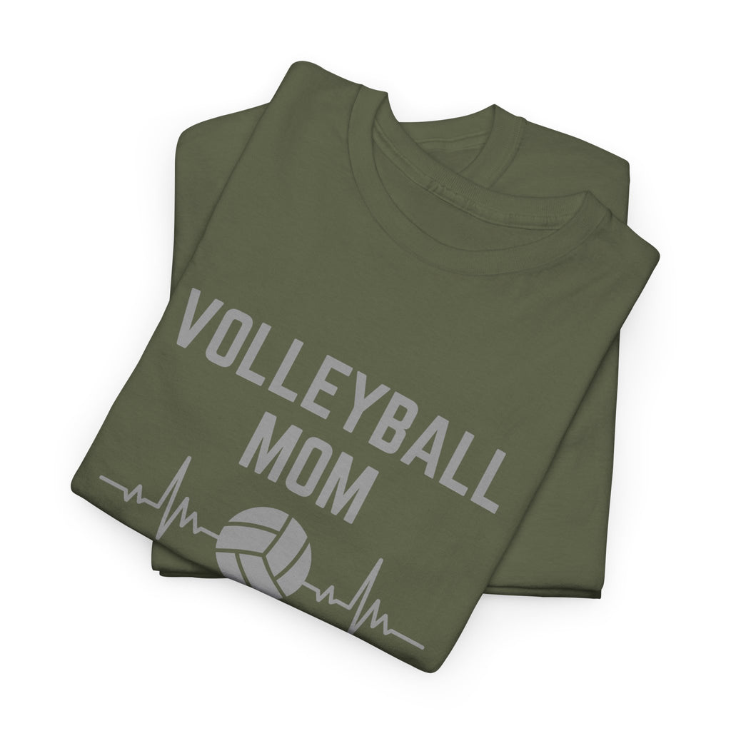 Volleyball Mom T-Shirt — Heartbeat Volleyball Tee for Proud Moms