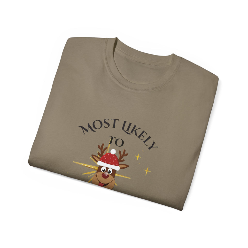 Most Likely to Eat All the Sweet Potato Pie, Funny Holiday Tee: Christmas Gift, Unisex T-Shirt, Thanksgiving Humor, Casual Apparel