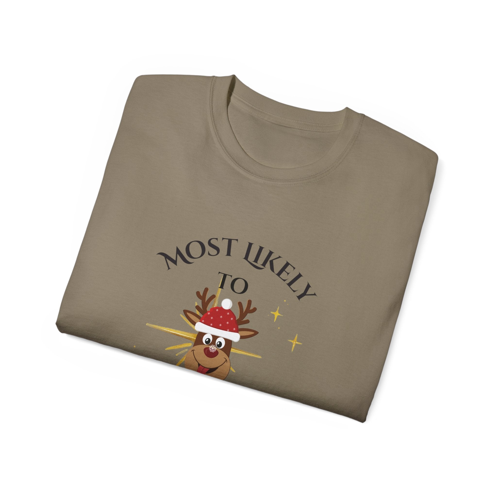 Most Likely to Eat All the Sweet Potato Pie, Funny Holiday Tee: Christmas Gift, Unisex T-Shirt, Thanksgiving Humor, Casual Apparel