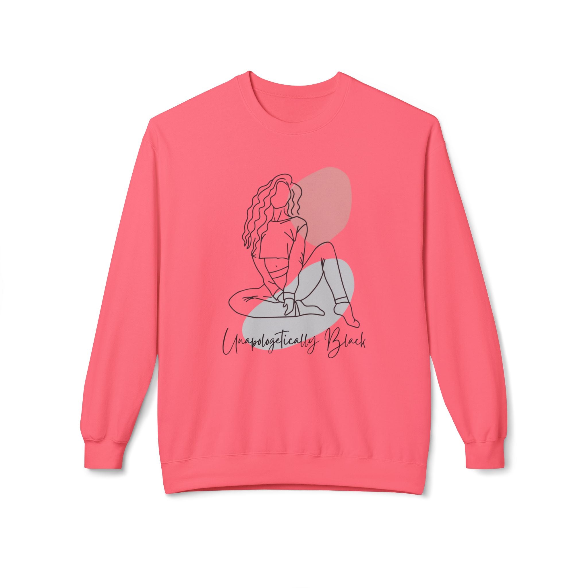 Crewneck Sweatshirt — Minimal Line Art Woman "Unapologetically Black" Graphic