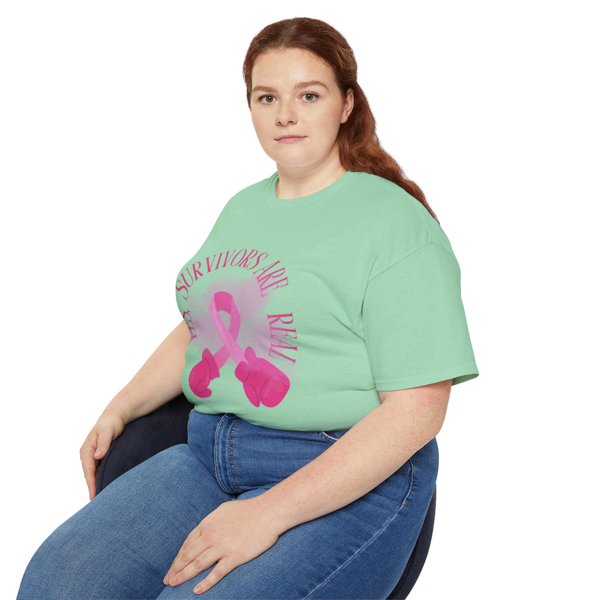 Breast Cancer Survivors Are Real T-Shirt — Pink Ribbon Boxing Gloves Tee