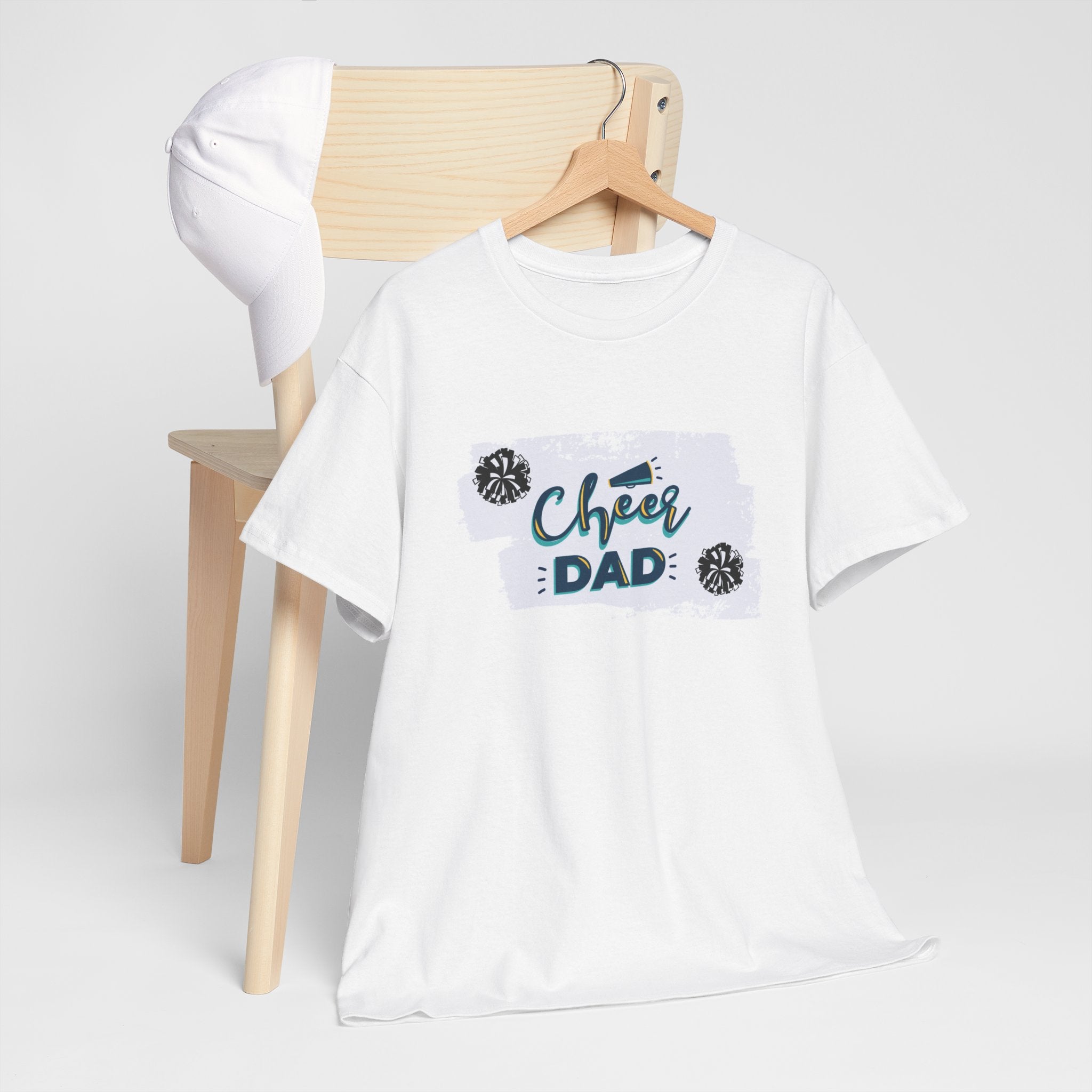 Cheer Dad T-Shirt — Cheerleading Dad Tee with Pom-Poms, Father's Day Gift