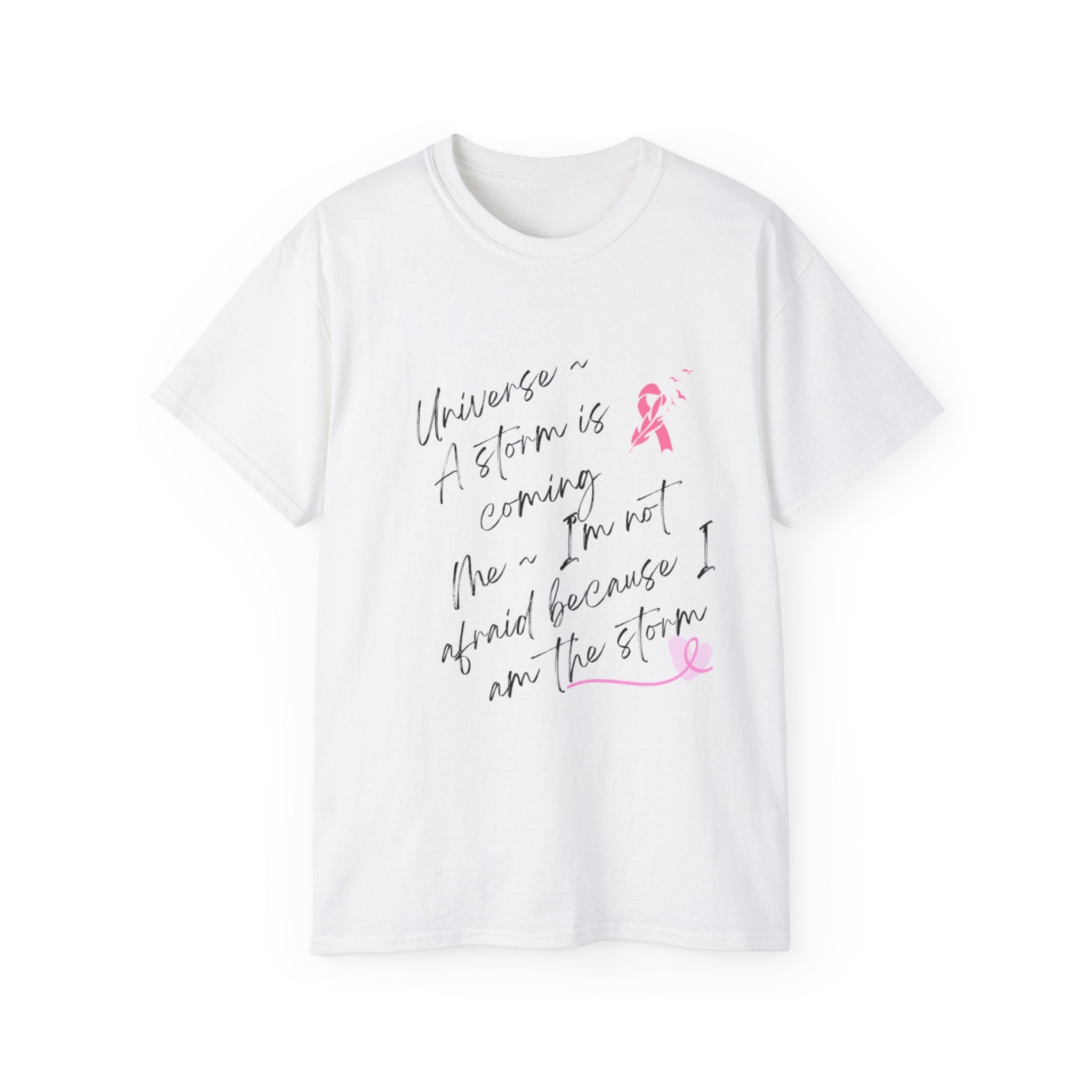 Breast Cancer Awareness Tee – "A Storm is Coming" Inspirational Cotton Shirt