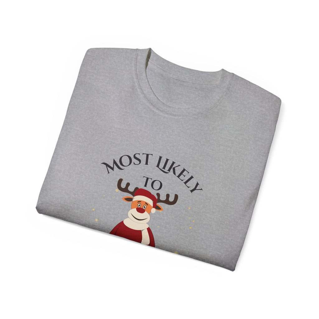 Funny Christmas Tee - Most Likely to Pee on the Tree, Holiday Gift, Unisex Tee, Humor Shirt, Fall Festivities, Family Gathering
