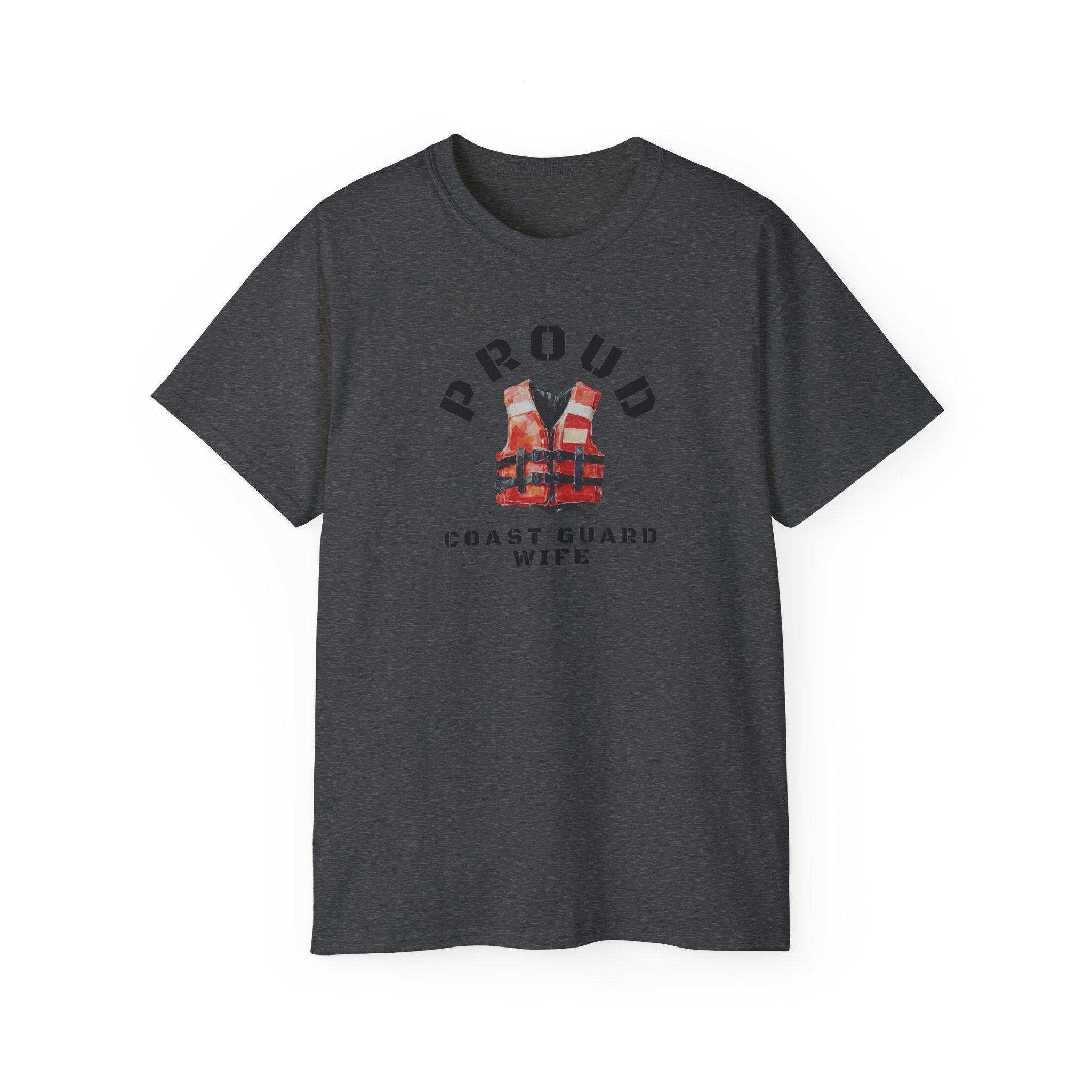 Proud Coast Guard Wife T-Shirt — Life Vest Graphic Tee for Military Spouses