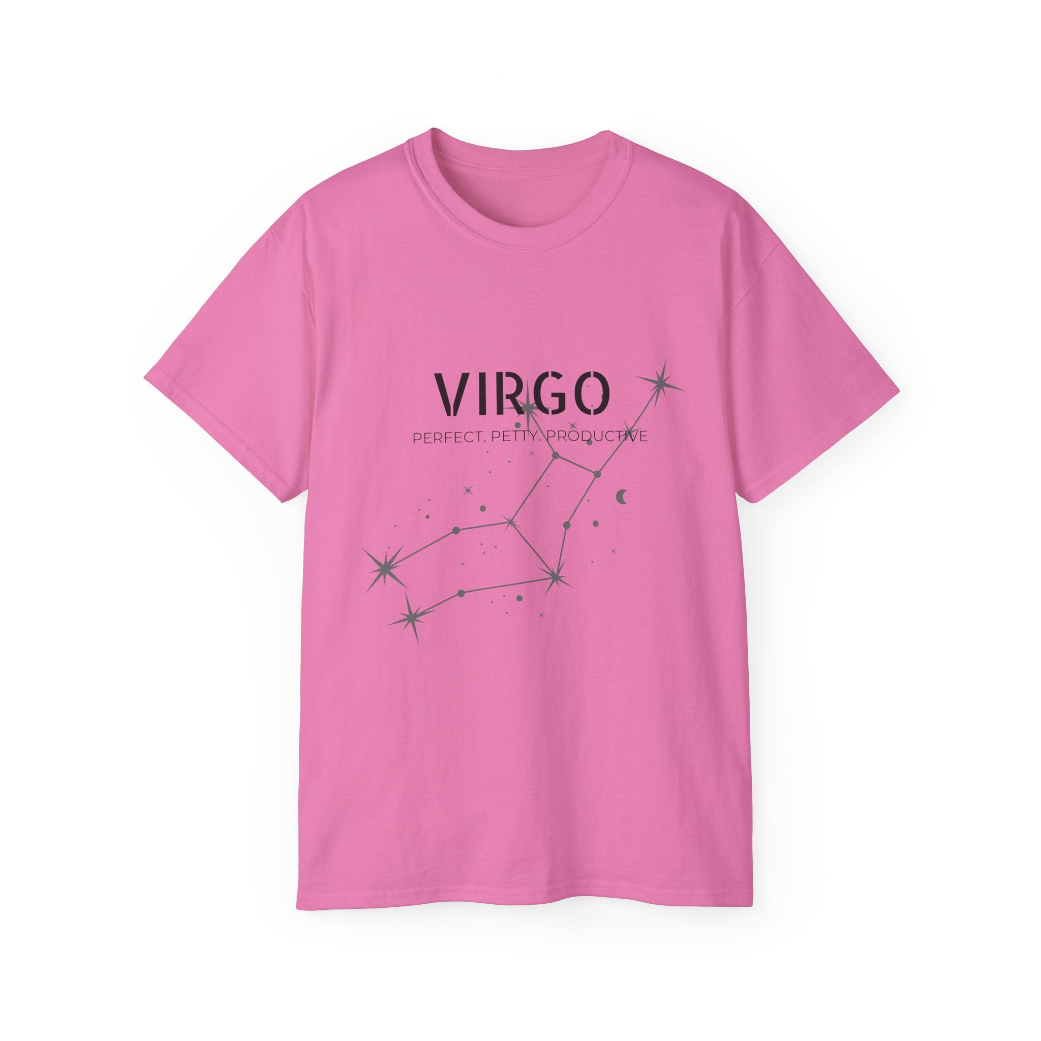 Virgo Constellation T‑Shirt — Virgo Zodiac Tee with 'Perfectly Imperfect' Script