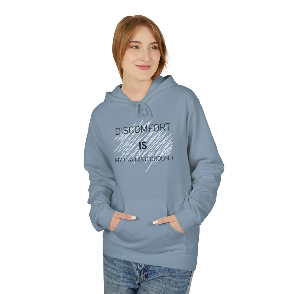 Hoodie — "Discomfort Is My Training Ground" Motivational Fitness Pullover