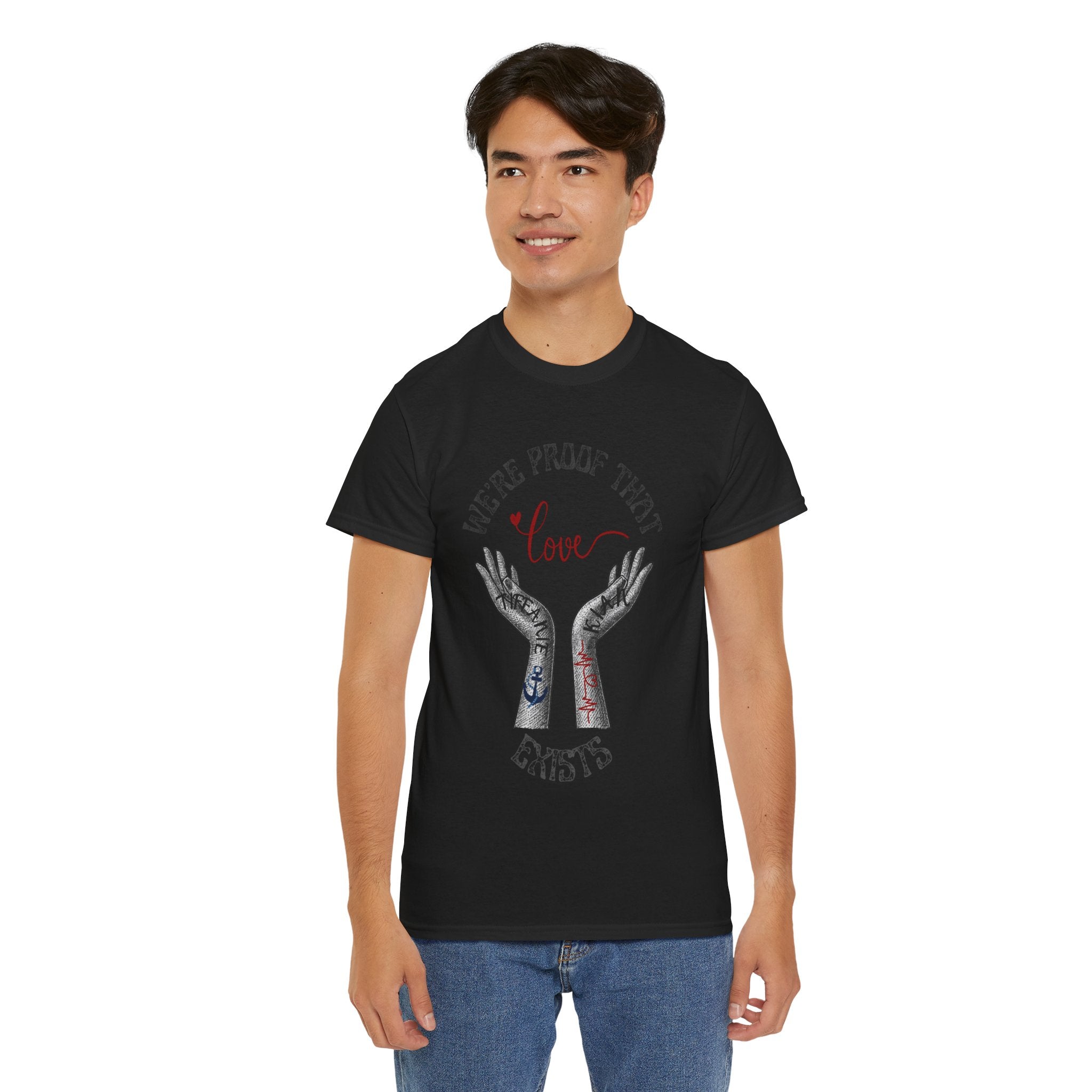Love Wins Tattoo Hands T‑Shirt – "We're Proof That Love Exists" Couples Goal Pride Tee