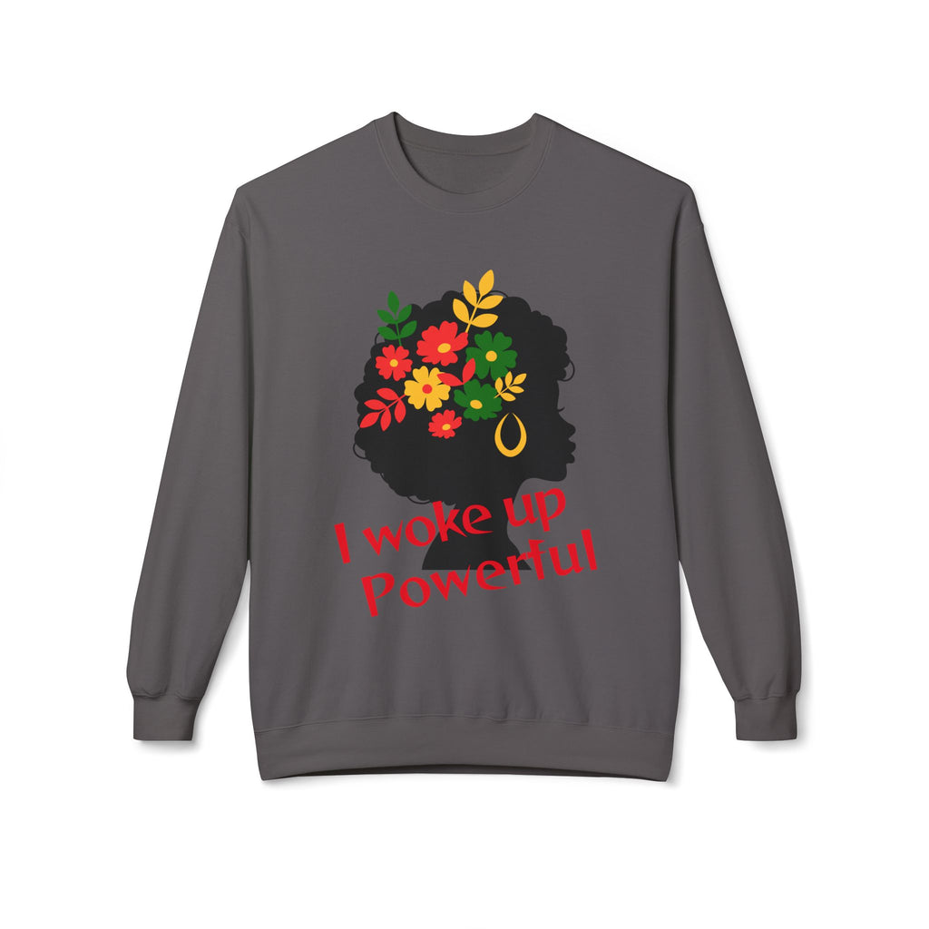 I Woke Up Powerful Crewneck Sweatshirt — Empowering Minimalist Line Art