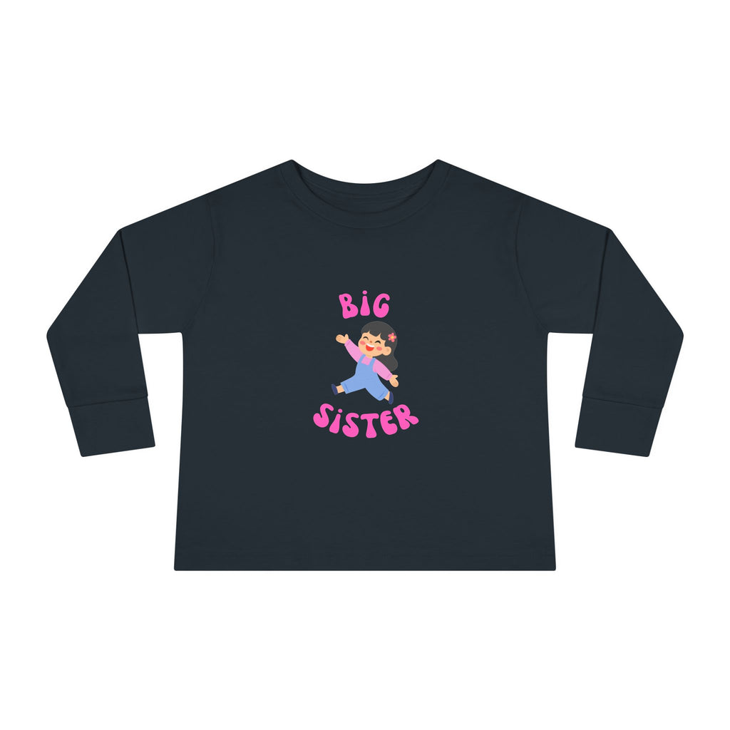Big Sister Toddler Long Sleeve Tee — Cute Announce Shirt for New Siblings