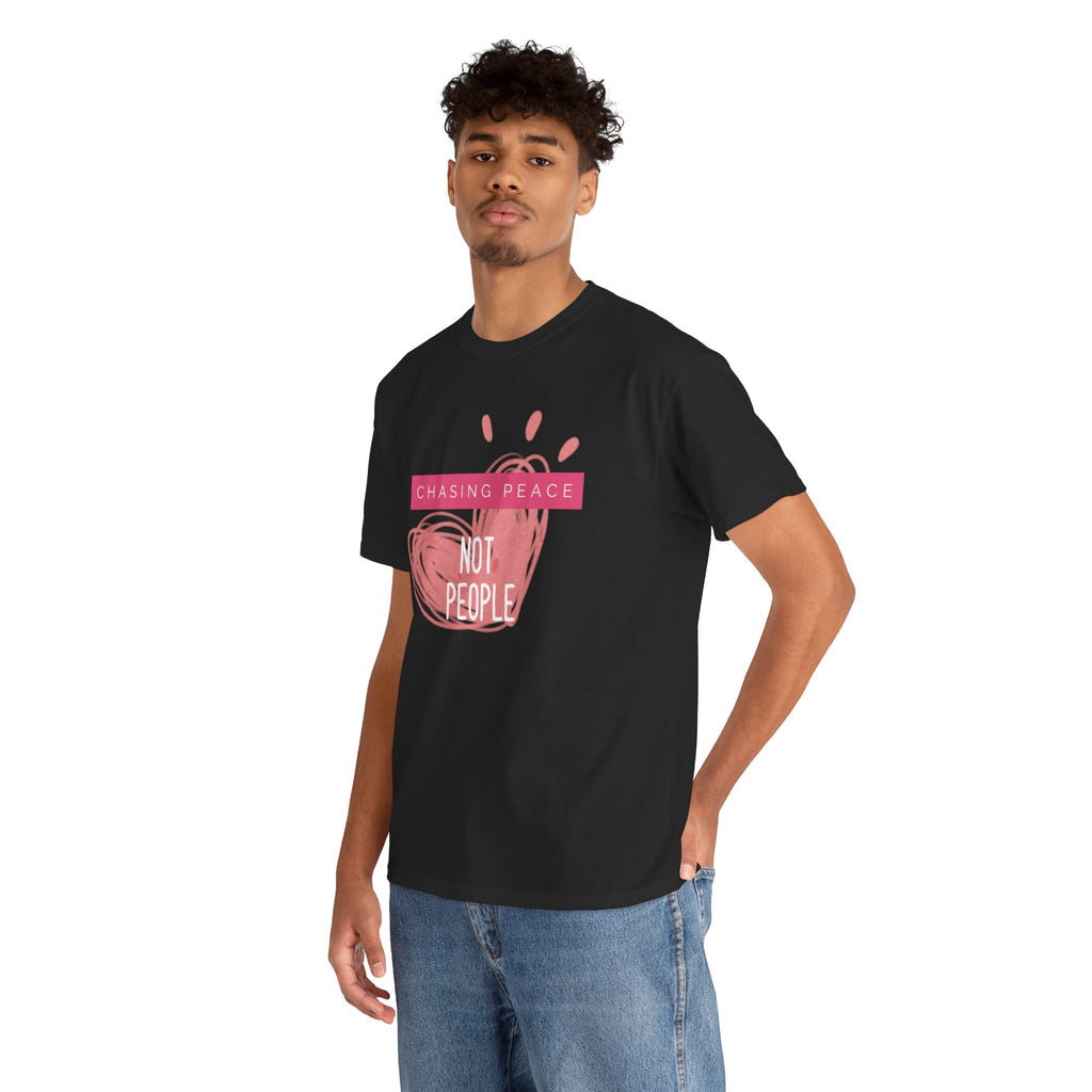 Chasing Peace Not People Tee — Pink Graphic Mental Health Awareness T‑Shirt