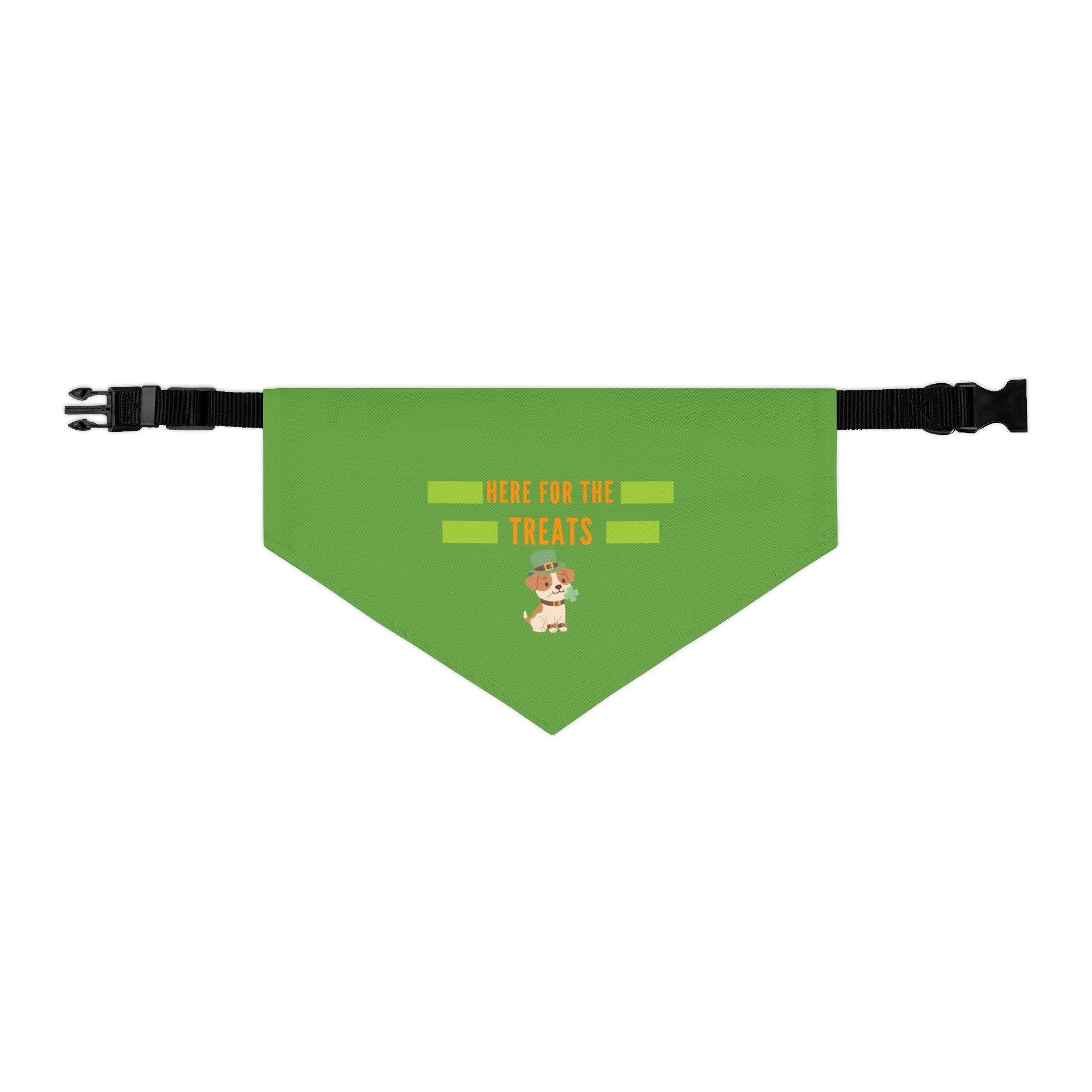 Pet Bandana — "Here for the Treats" Green Dog Collar Accessory