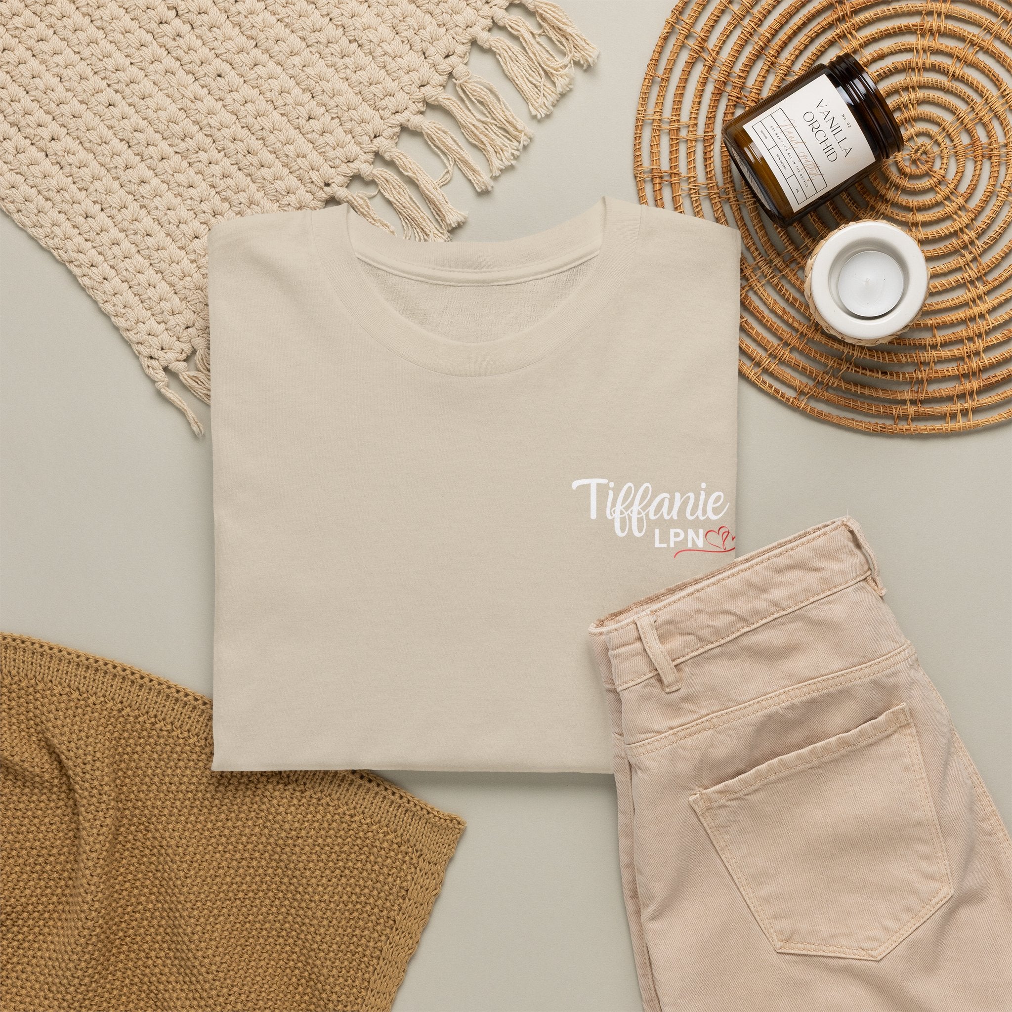 T-shirt — "Tiffany LPN" Script Logo Chest Tee