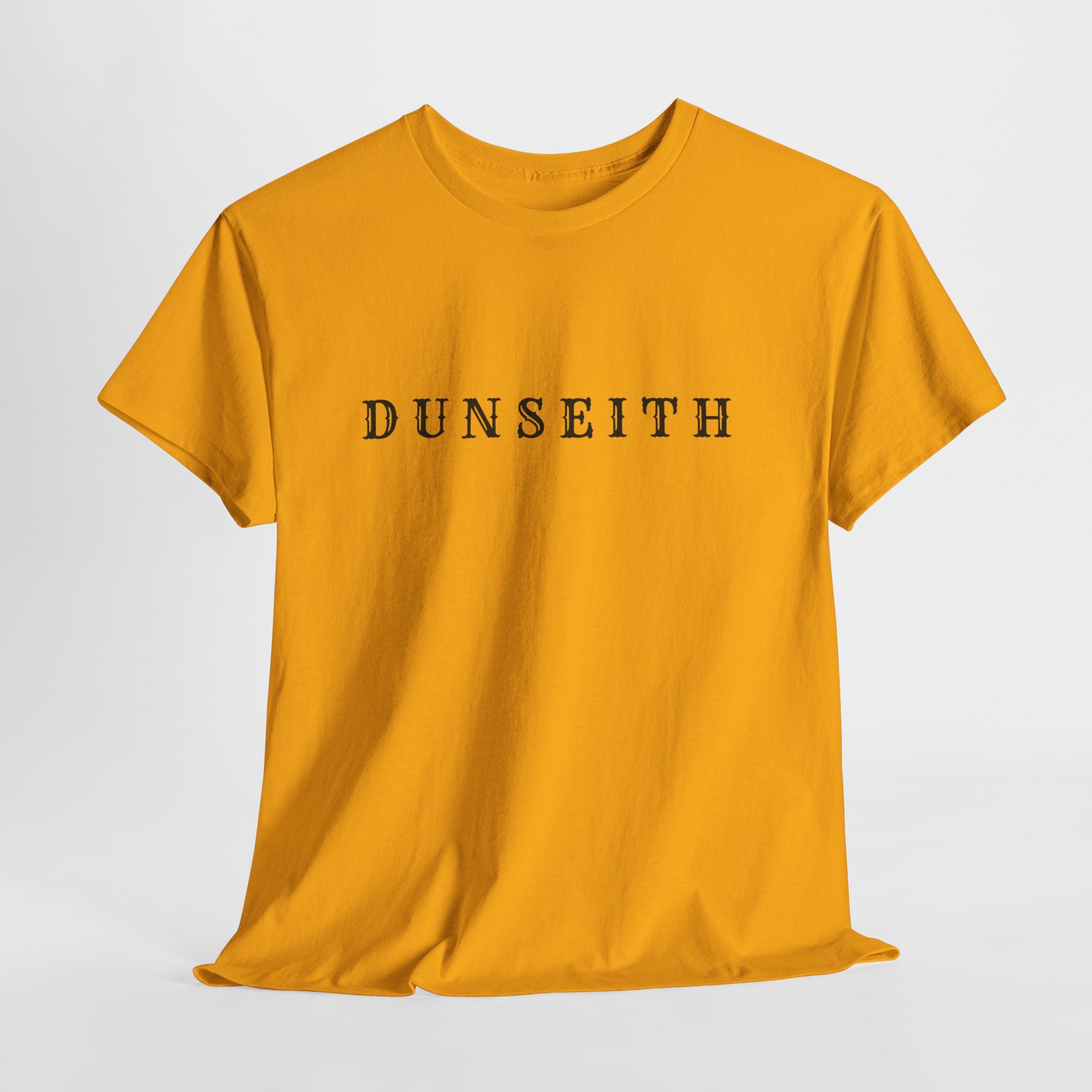 DUNSEITH Minimalist Text Tee — Classic White Graphic T-Shirt
