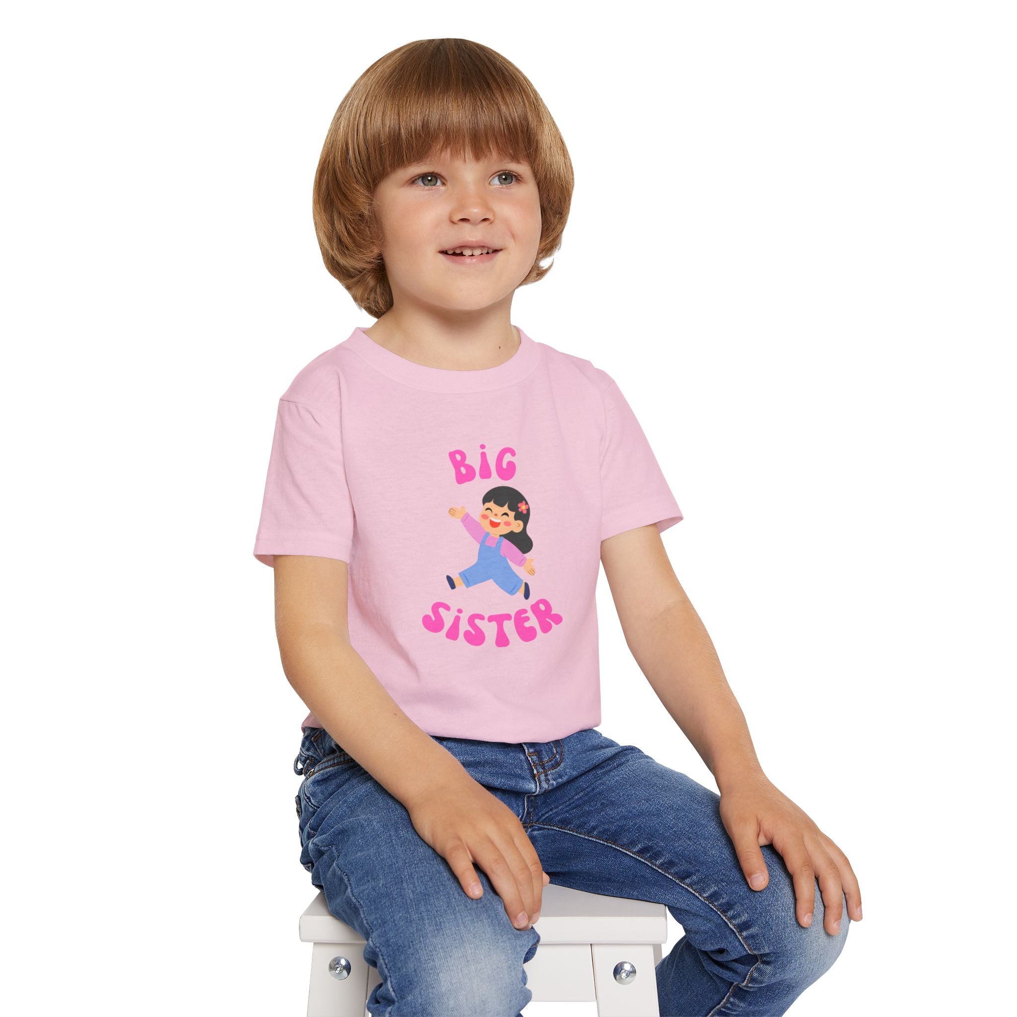 Big Sister Toddler T-Shirt — Cute Cartoon Sibling Announcement Tee