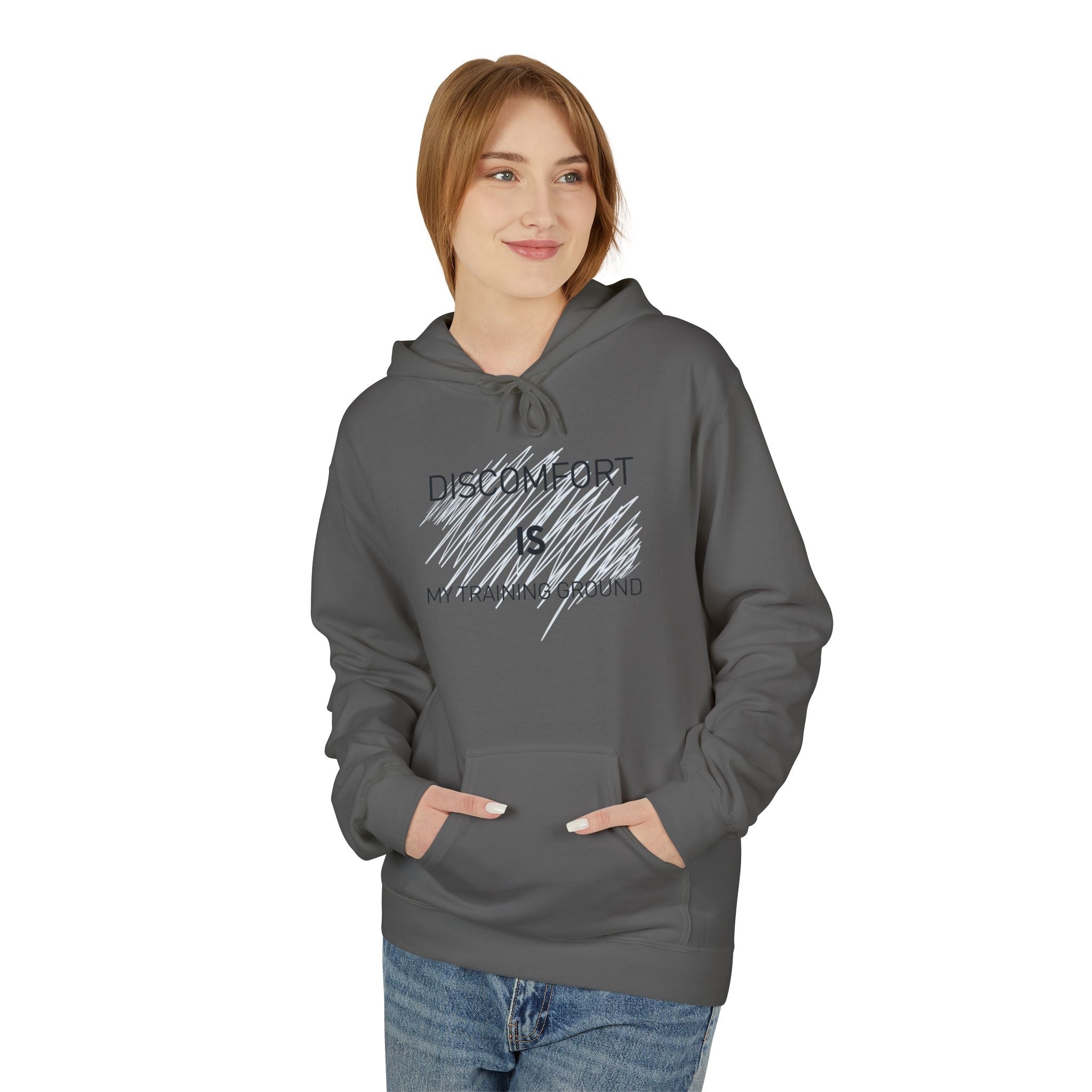 Hoodie — "Discomfort Is My Training Ground" Motivational Fitness Pullover