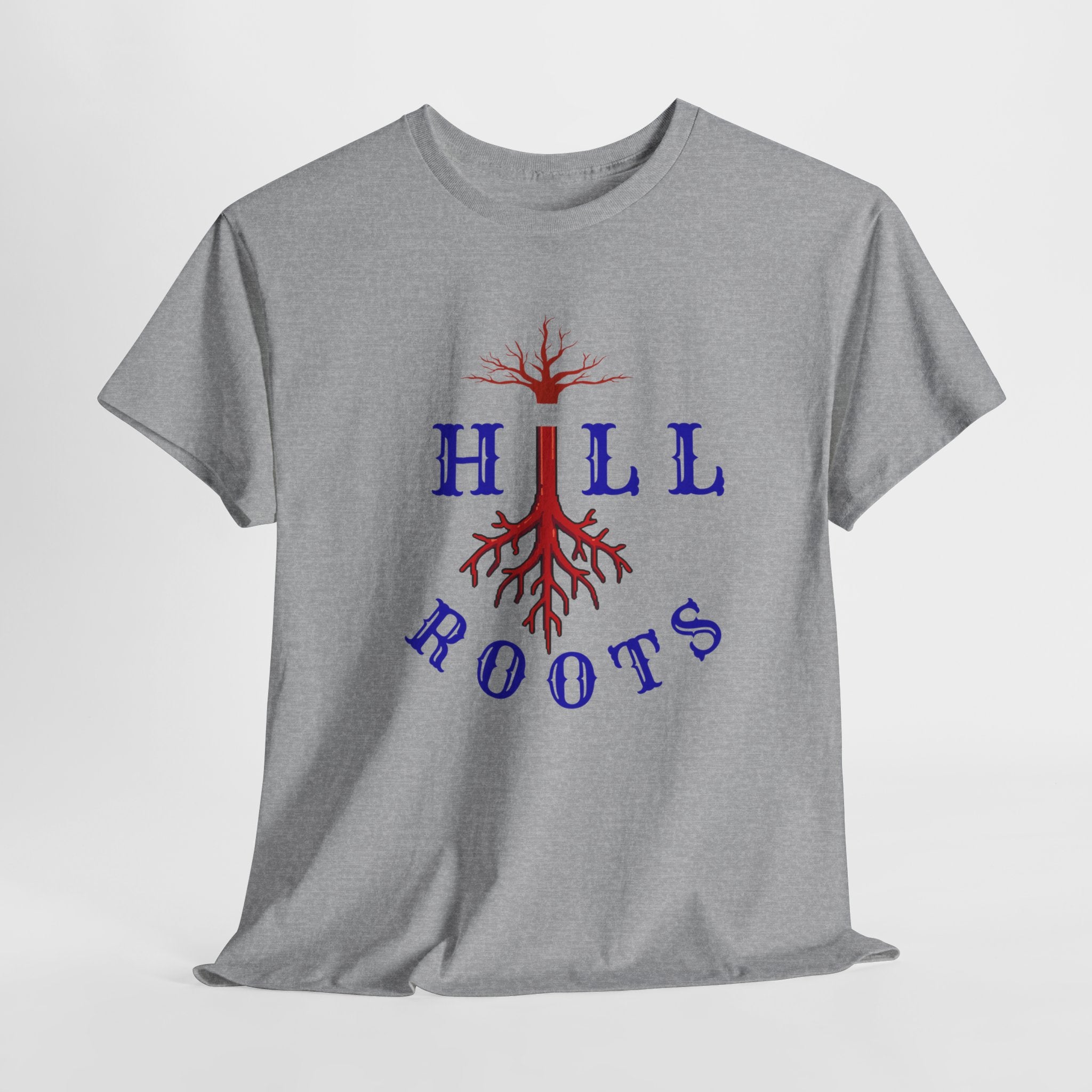 T-Shirt — Hill Roots Logo Tee (red tree roots graphic)