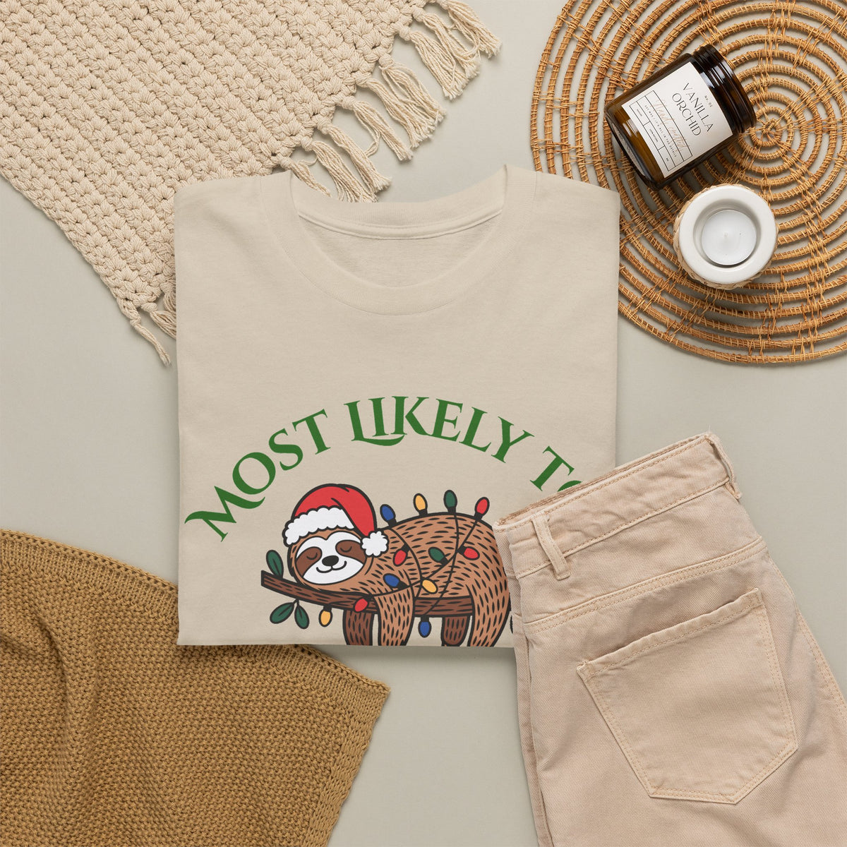 Most Likely to Leave Decorations Up Until February Sloth T-Shirt