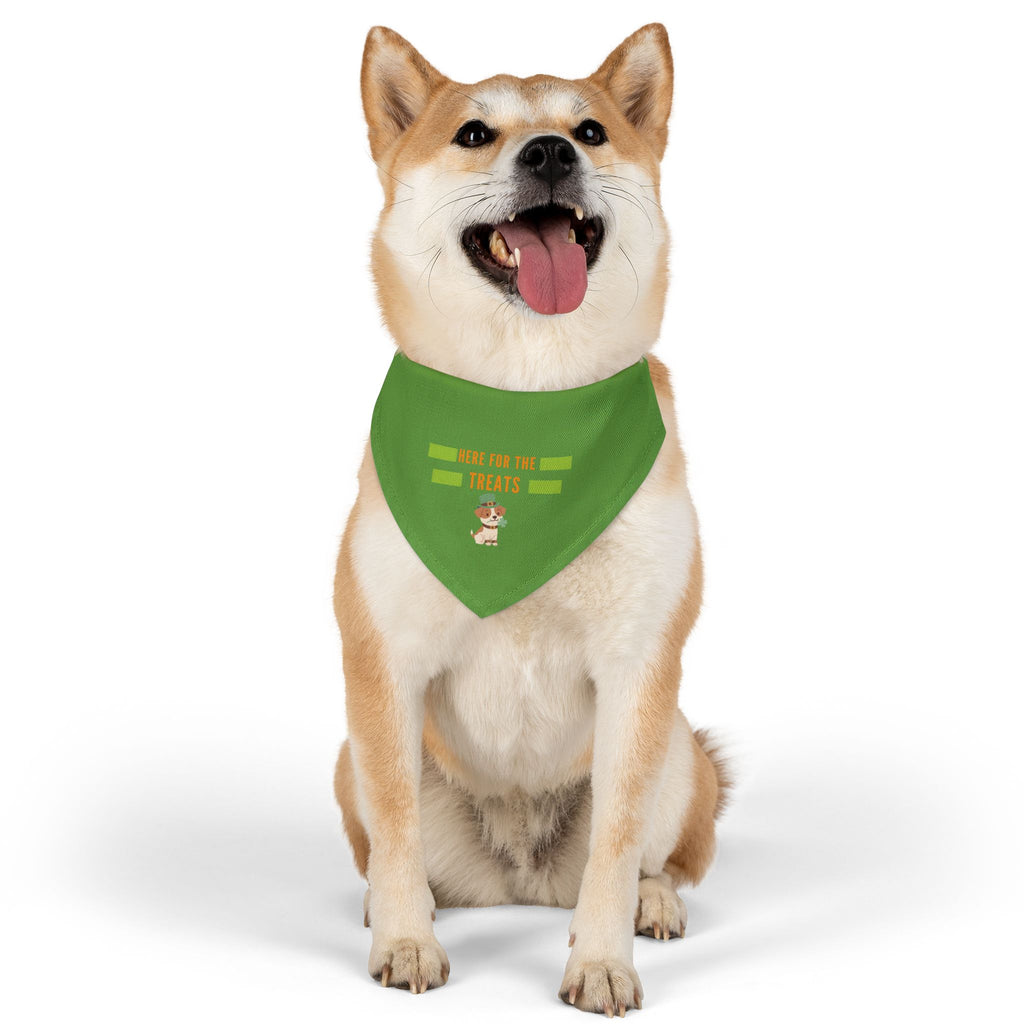 Pet Bandana — "Here for the Treats" Green Dog Collar Accessory