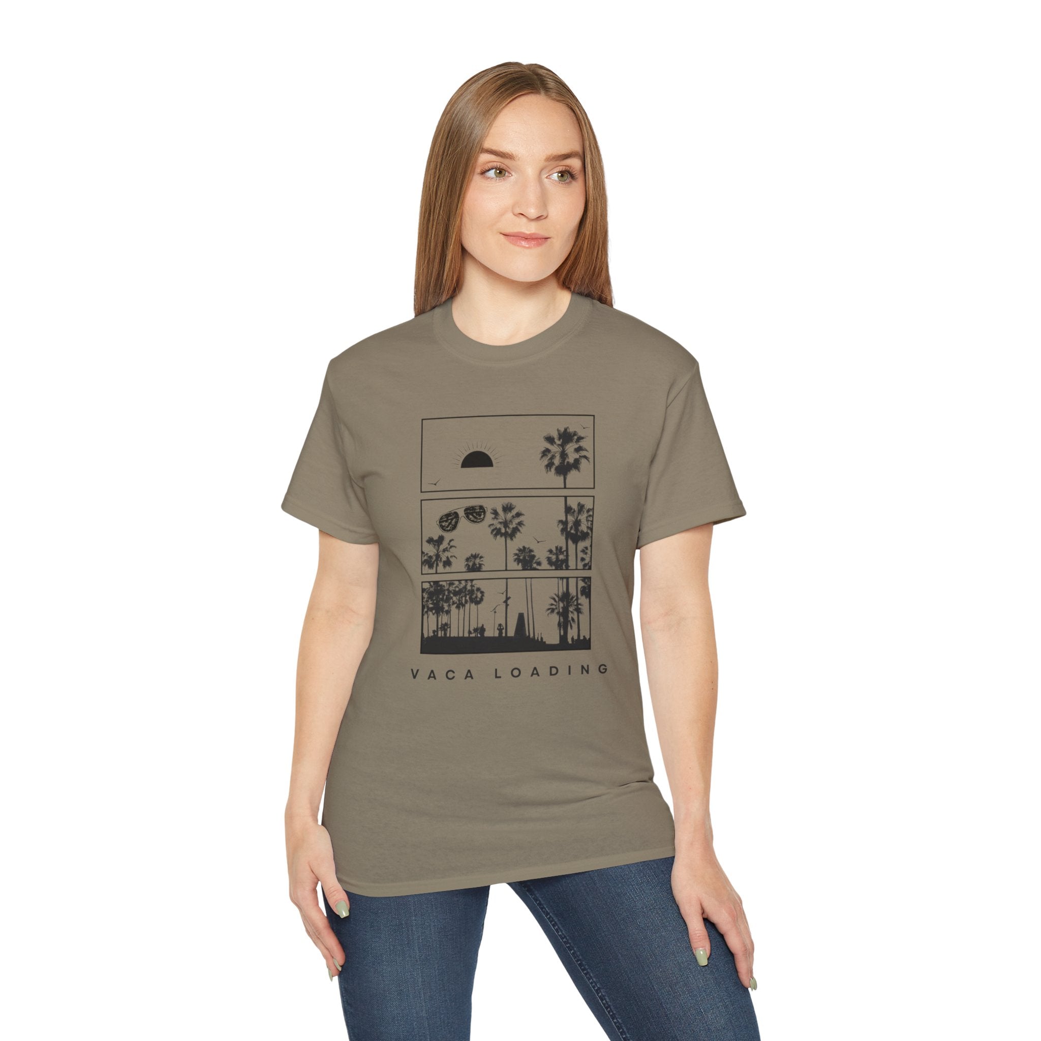 Vacation Loading T‑Shirt — Retro Palm & Sunset Graphic Tee