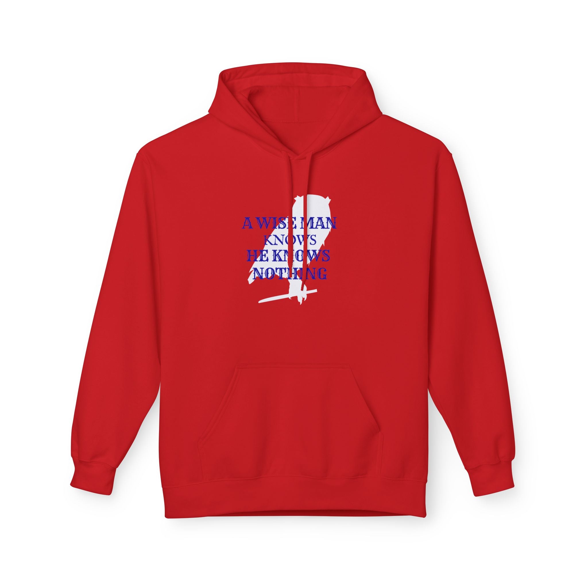 Hoodie — “A Wise Man Knows He Knows Nothing” Minimal Quote Pullover