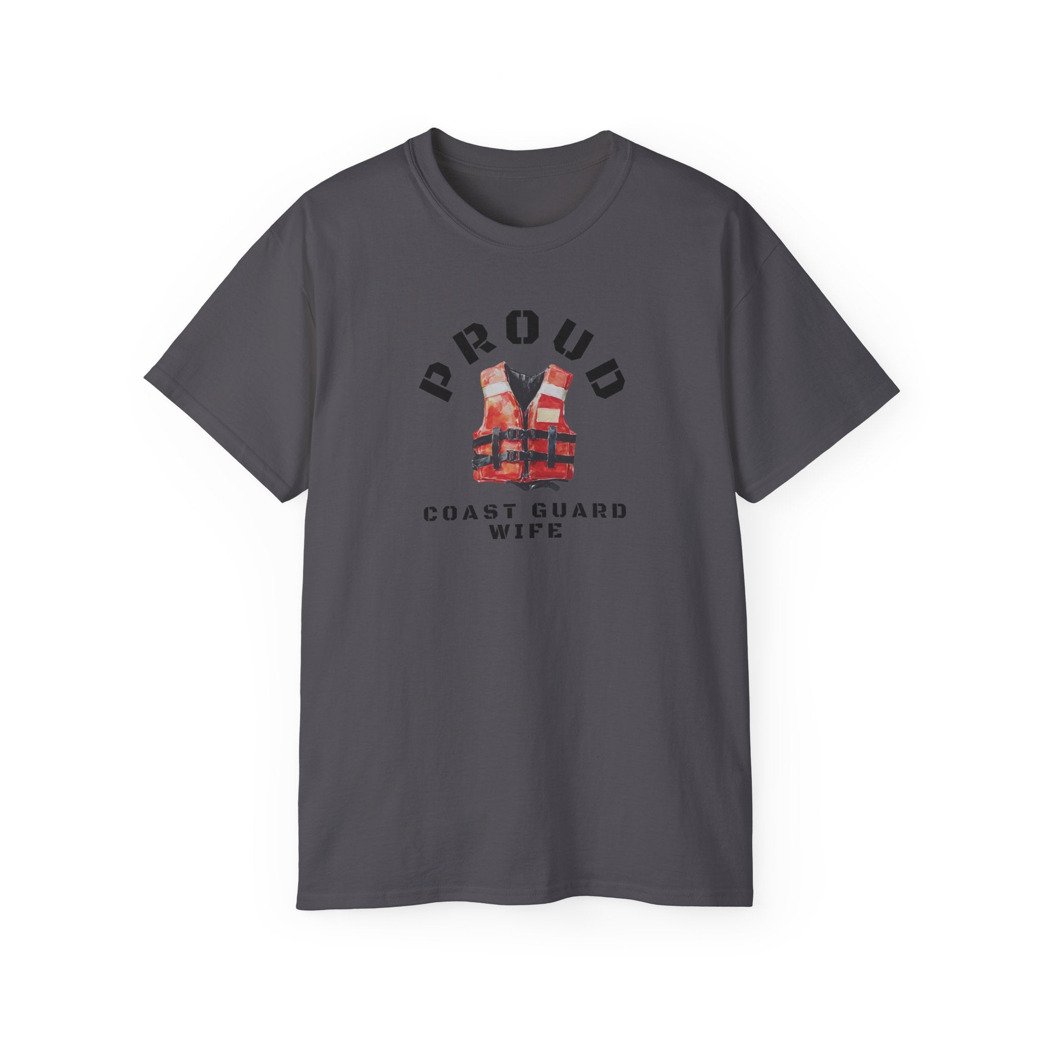 Proud Coast Guard Wife T-Shirt — Life Vest Graphic Tee for Military Spouses