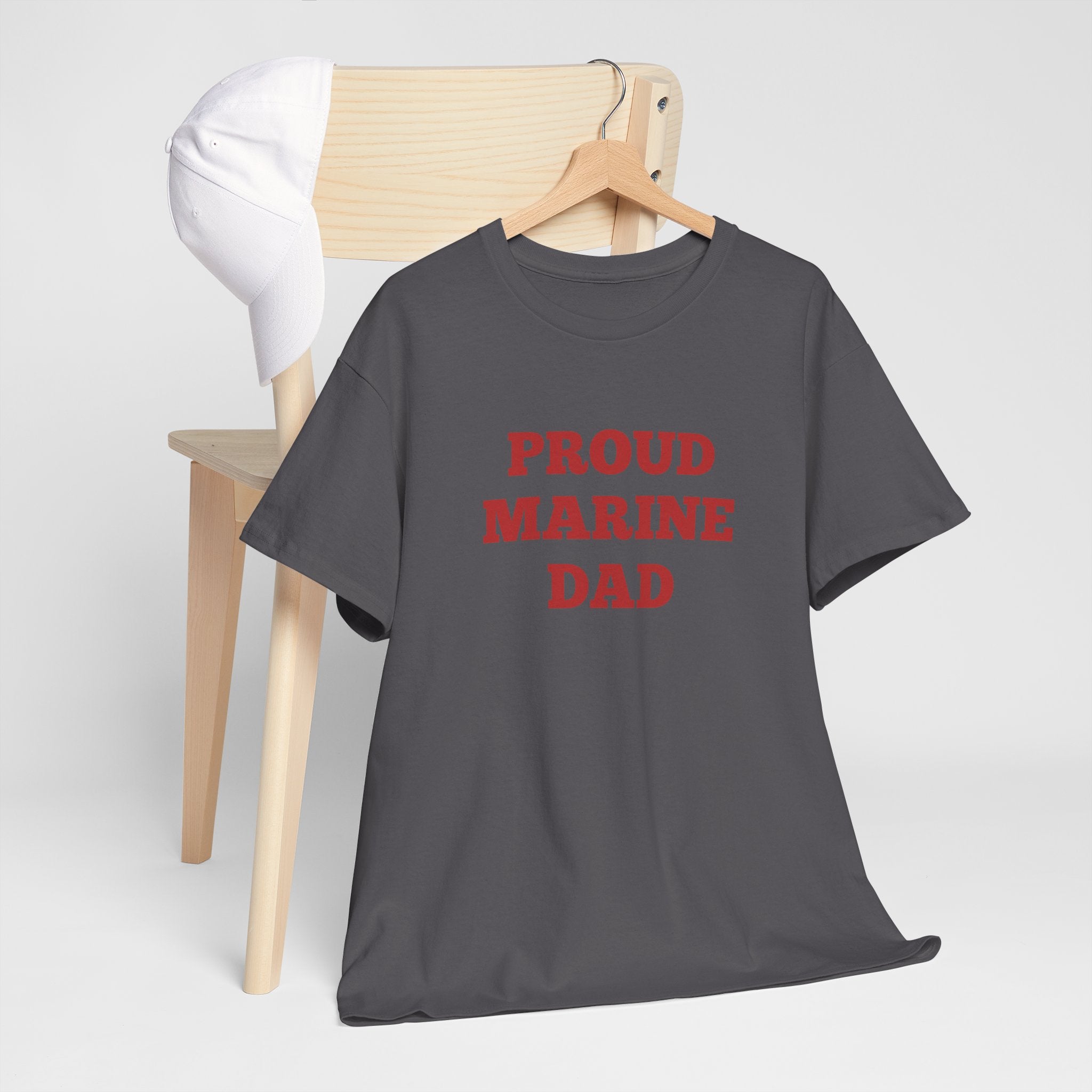 Proud Marine Dad T-Shirt — Military Dad Tee in Red Text