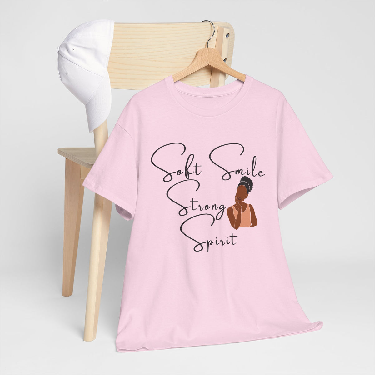 Soft Smile Strong Spirit Tee — Minimal Line Art Inspirational T-Shirt