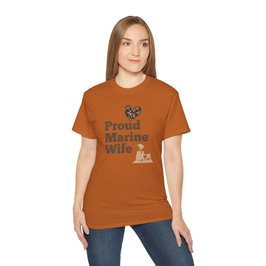 Proud Marine Wife T-Shirt — Camouflage Heart & Marine Family Tee