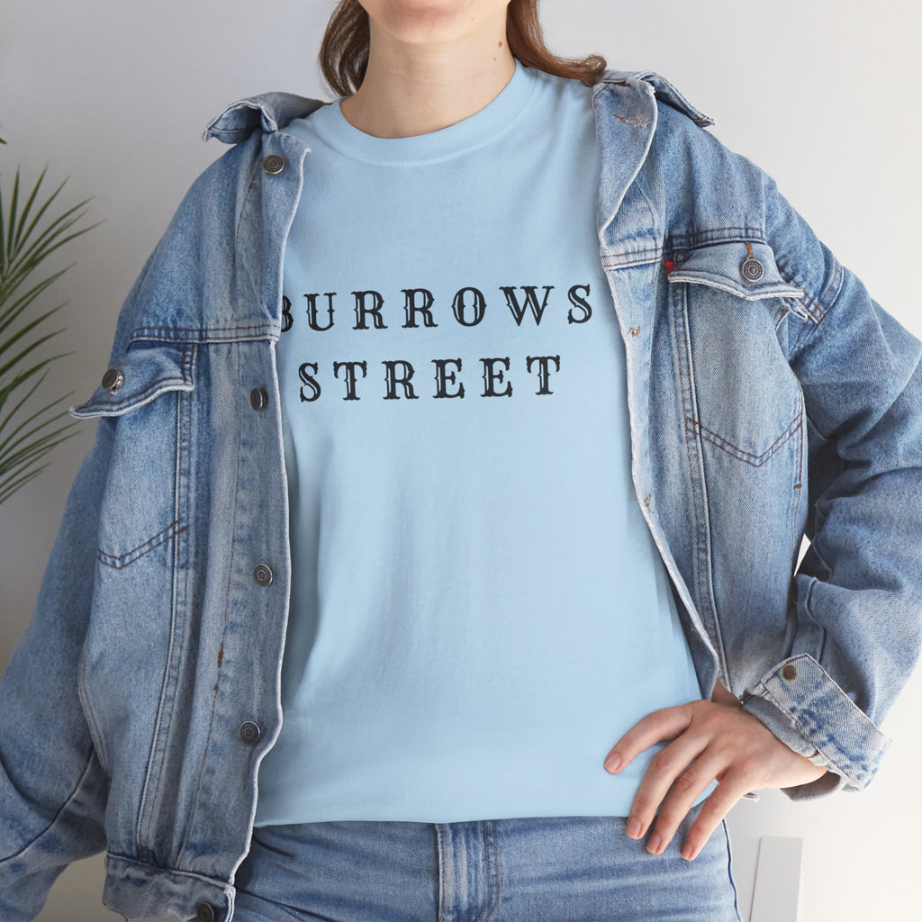 Burrows Street T‑Shirt — Minimalist Vintage Lettering Tee